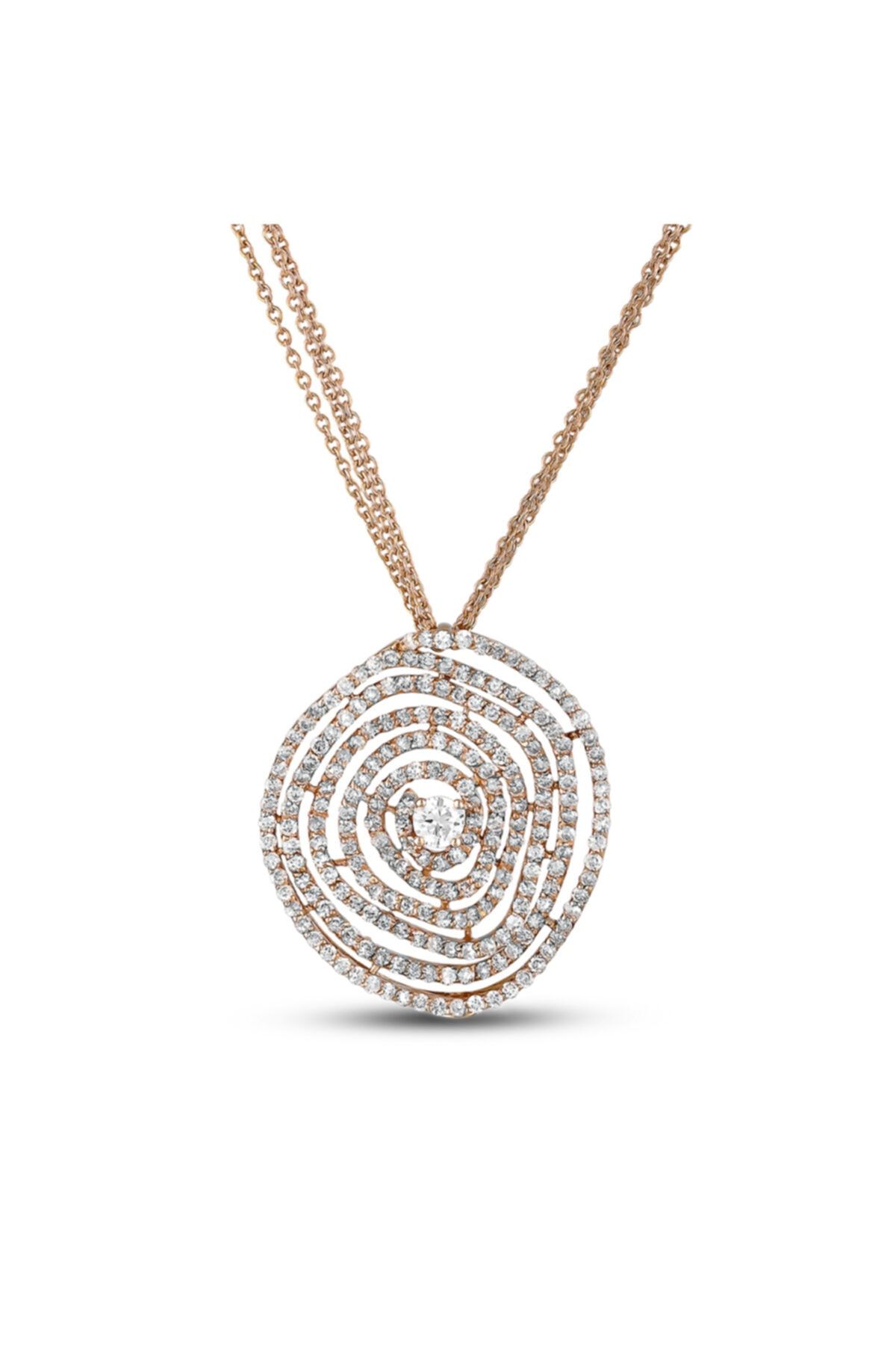 Barok Diamond Pembe Spiral Pırlanta Kolye 2.38 Ct. F Vs 18k