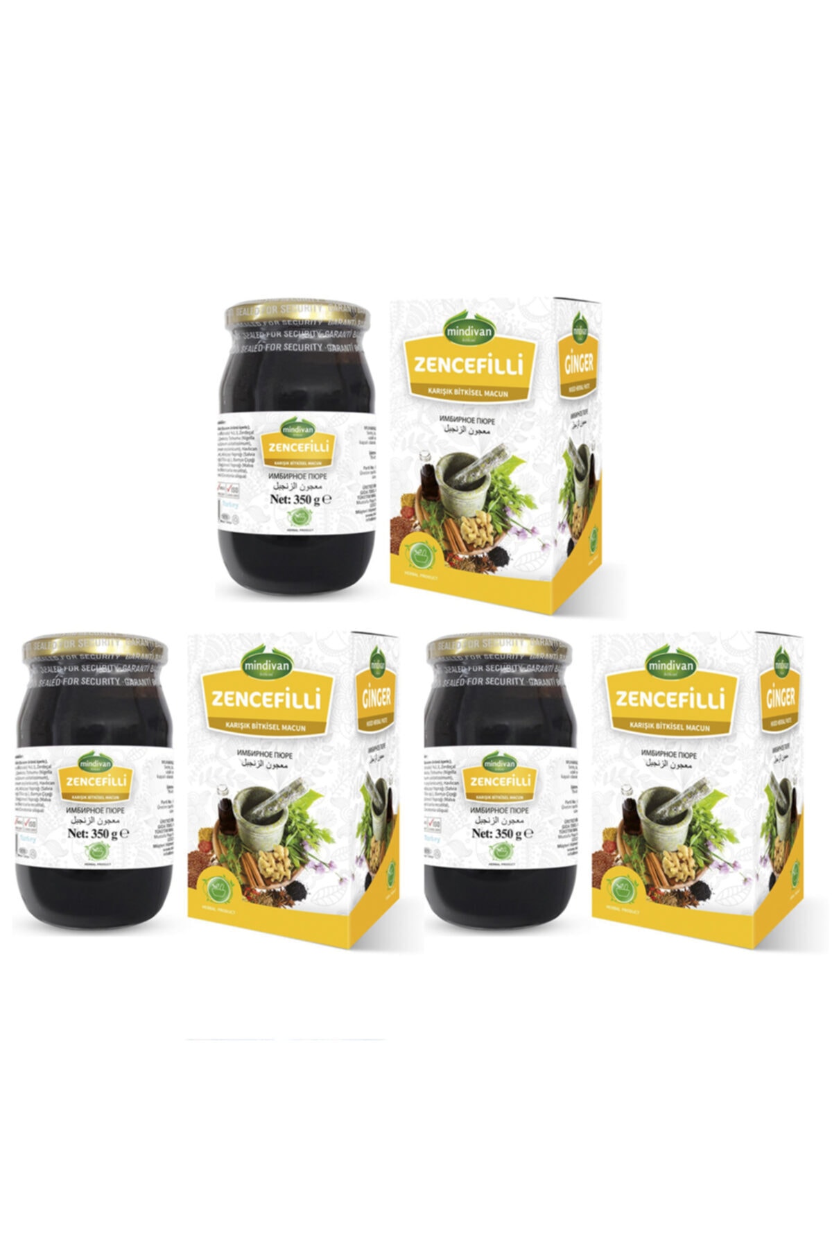 Mindivan Zencefilli Bitkisel Bal Karışımı 350 gr X 3 Adet