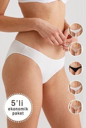 Pierre Cardin Kadın Siyah-beyaz-ten 2050 Noshow Bikini 5li Paket Külot