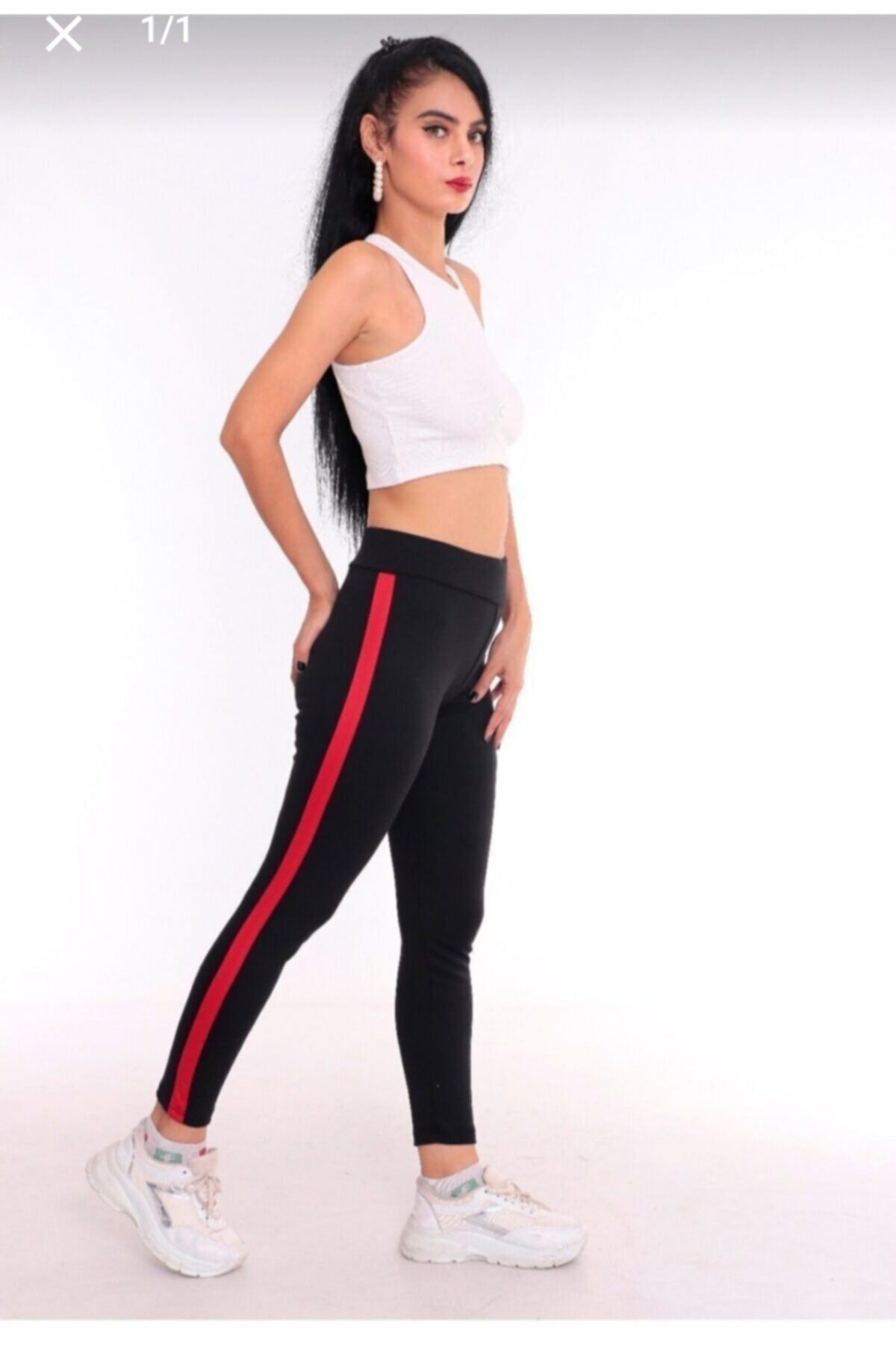 T GERS Women s Black Red Striped Winter Tights Trendyol