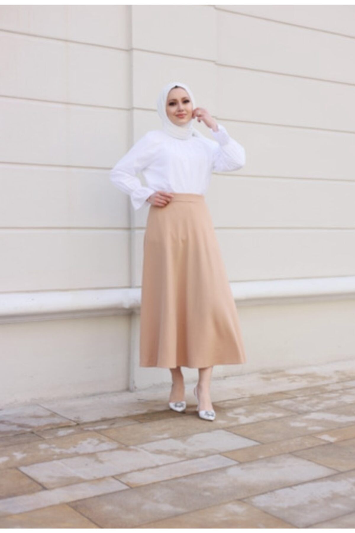 Beige store flared skirt