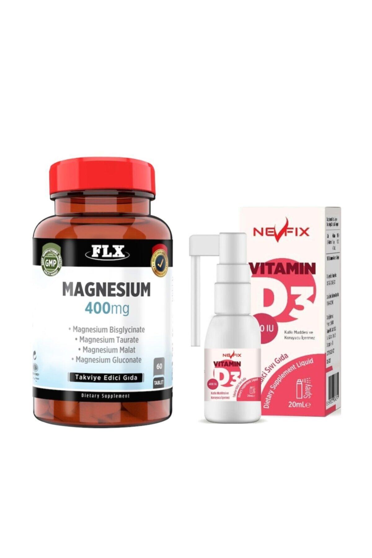 FLX Magnezyum Complex 400 mg 60 Tablet  Vitamin D3 400'lü  20 ml