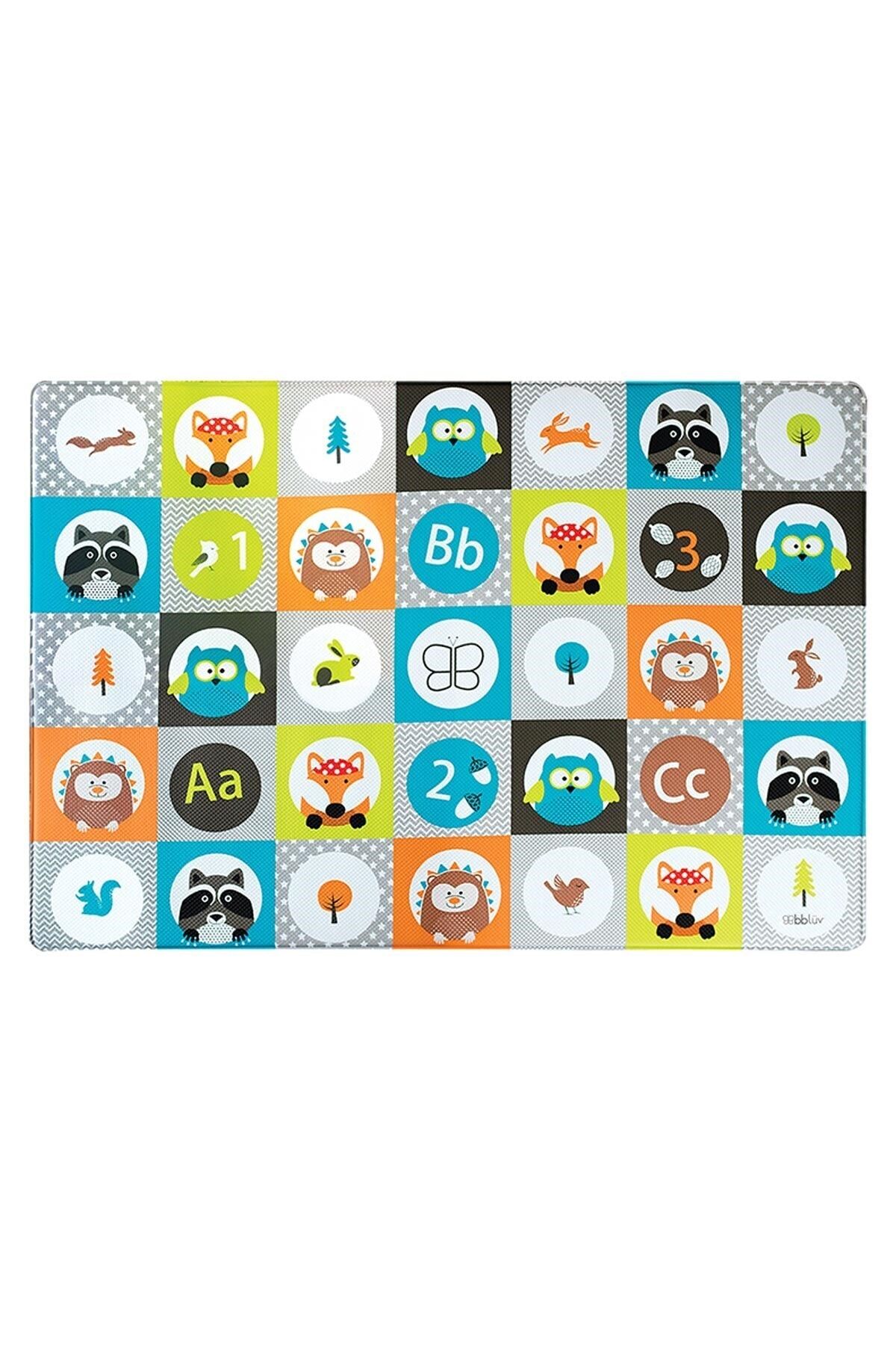 bblüv Mavi Mülti Oyun Halısı Renkli Hayvanlar 140x100x1 cm