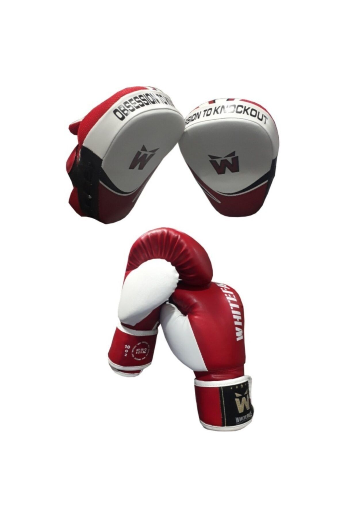 whiteface Kırmızı Boks & Kickboks Eldiveni + Lapa ( Ellik )