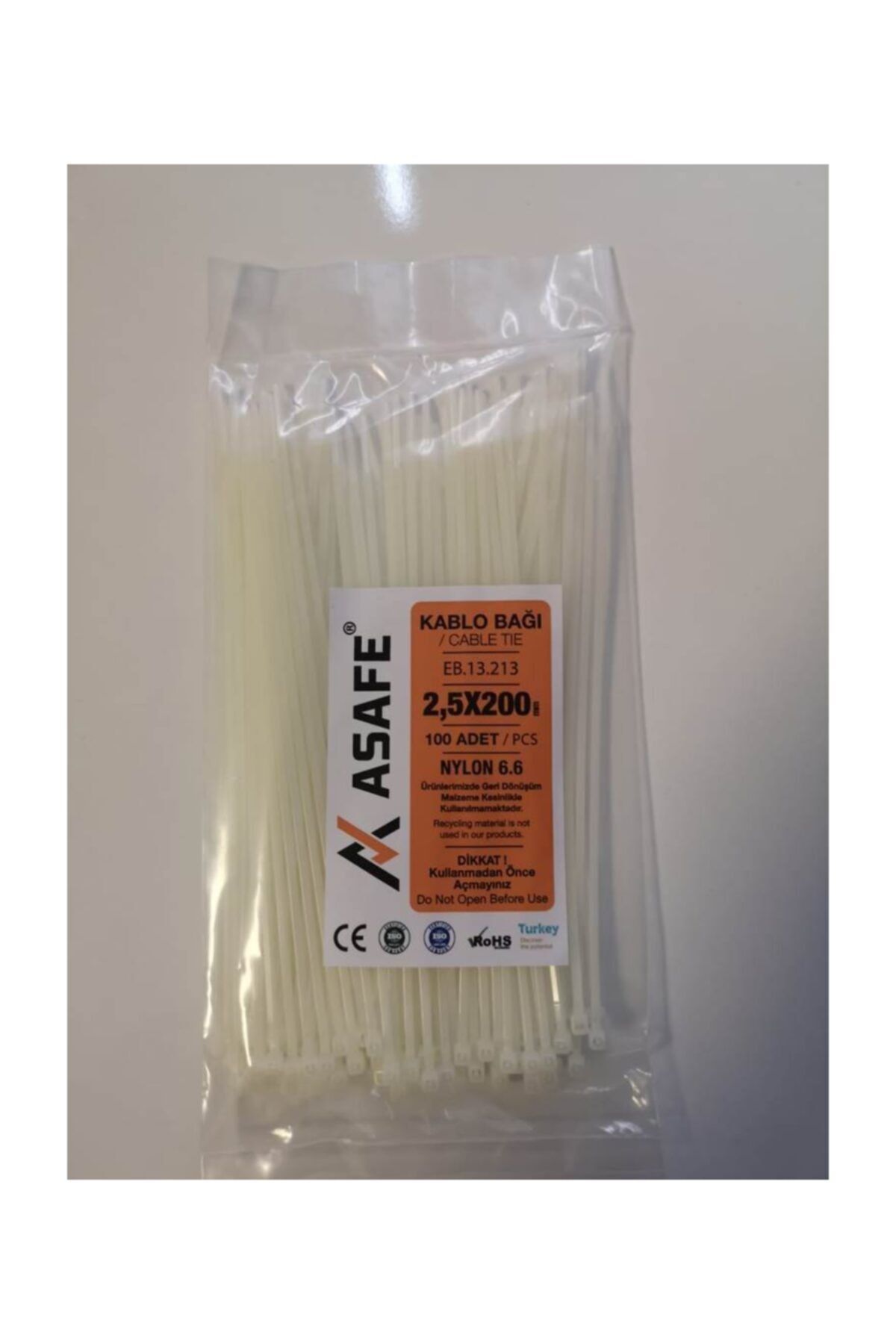ASAFE 2,5*200 Plastik Kablo Bağı (100 Ad)
