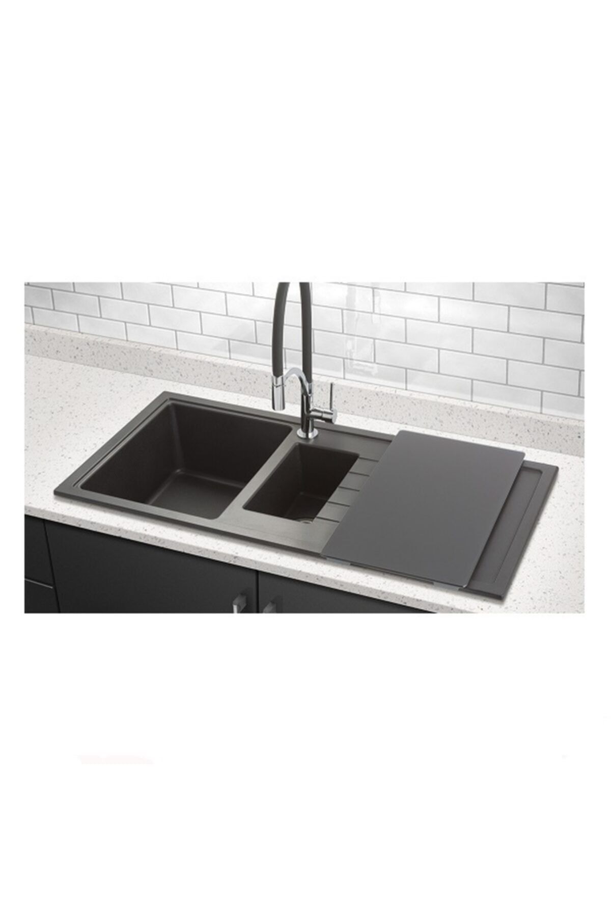 viviano 1 5 goz 50x100 cm antrasit granit evye sifon fiyati yorumlari trendyol