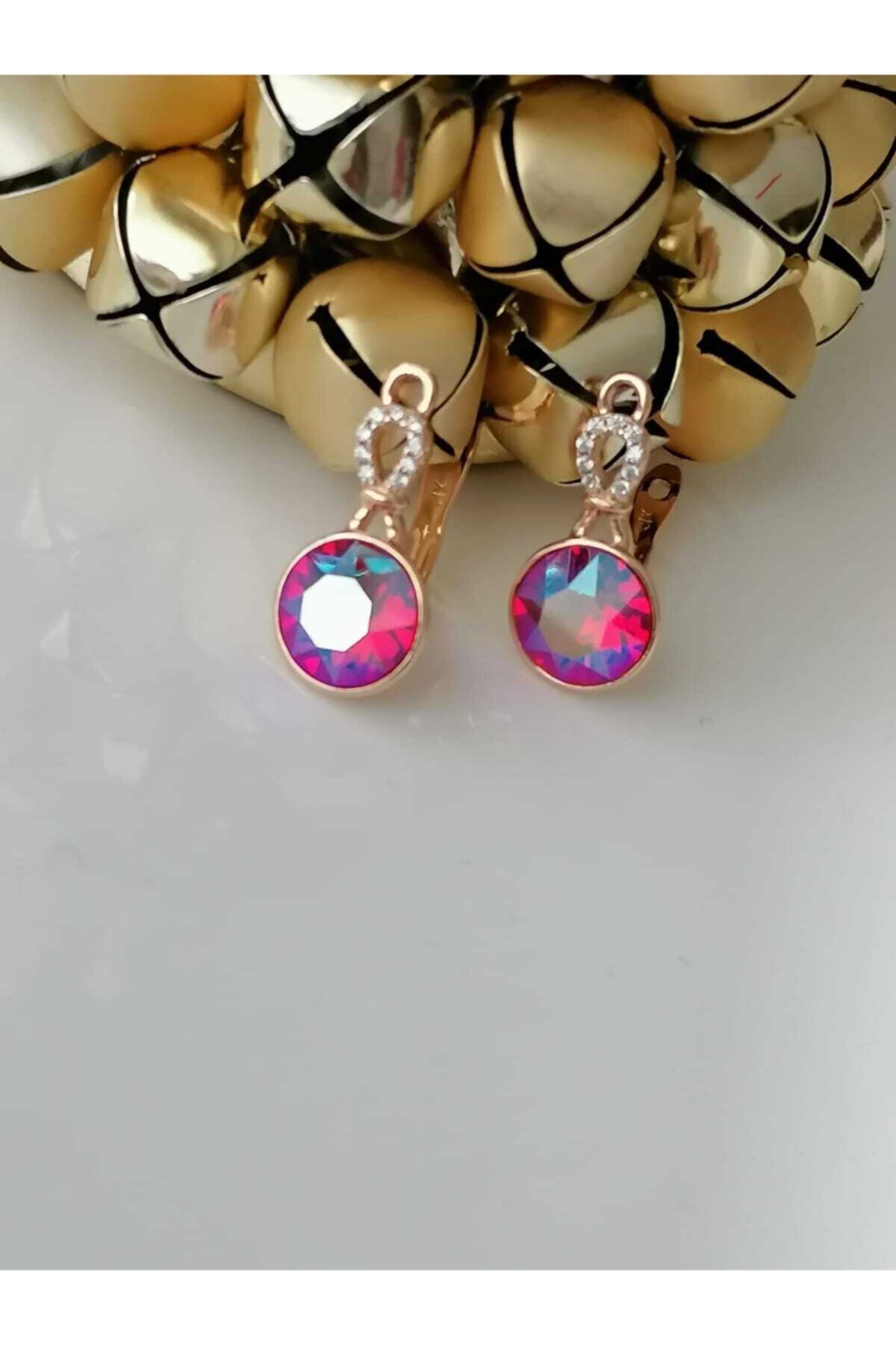 XUPING JEWELRY Swarovski Taşlı Gold Küpe