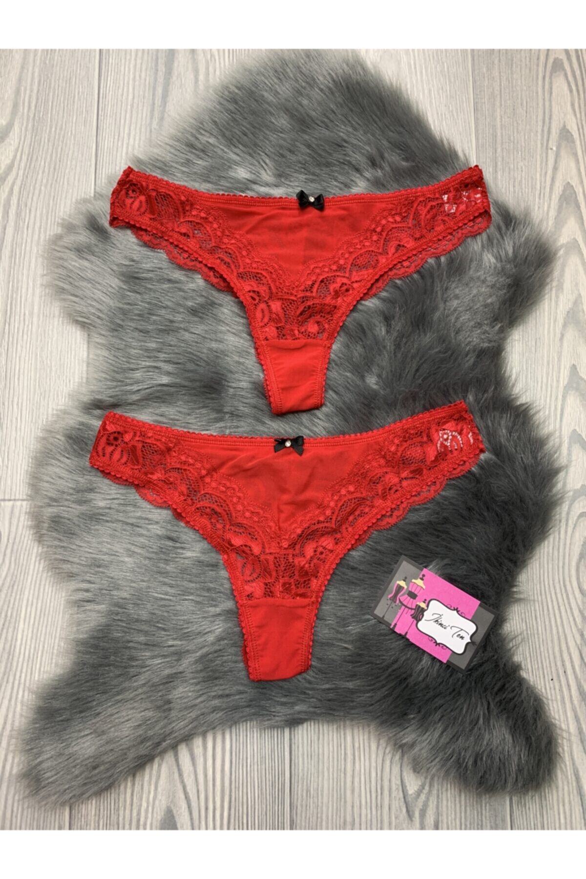 HNX Kadın Kırmızı Yılbaşı Fantezi 2'li String Tanga Set