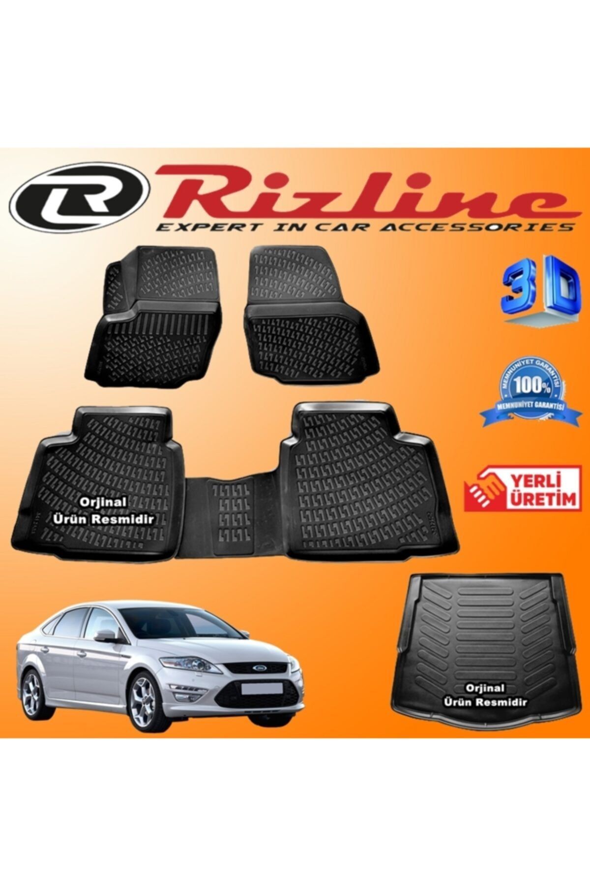 Rizline Ford Mondeo 3d Paspas + 3d Bagaj Havuzu 2007-2014 Arası Siyah Set