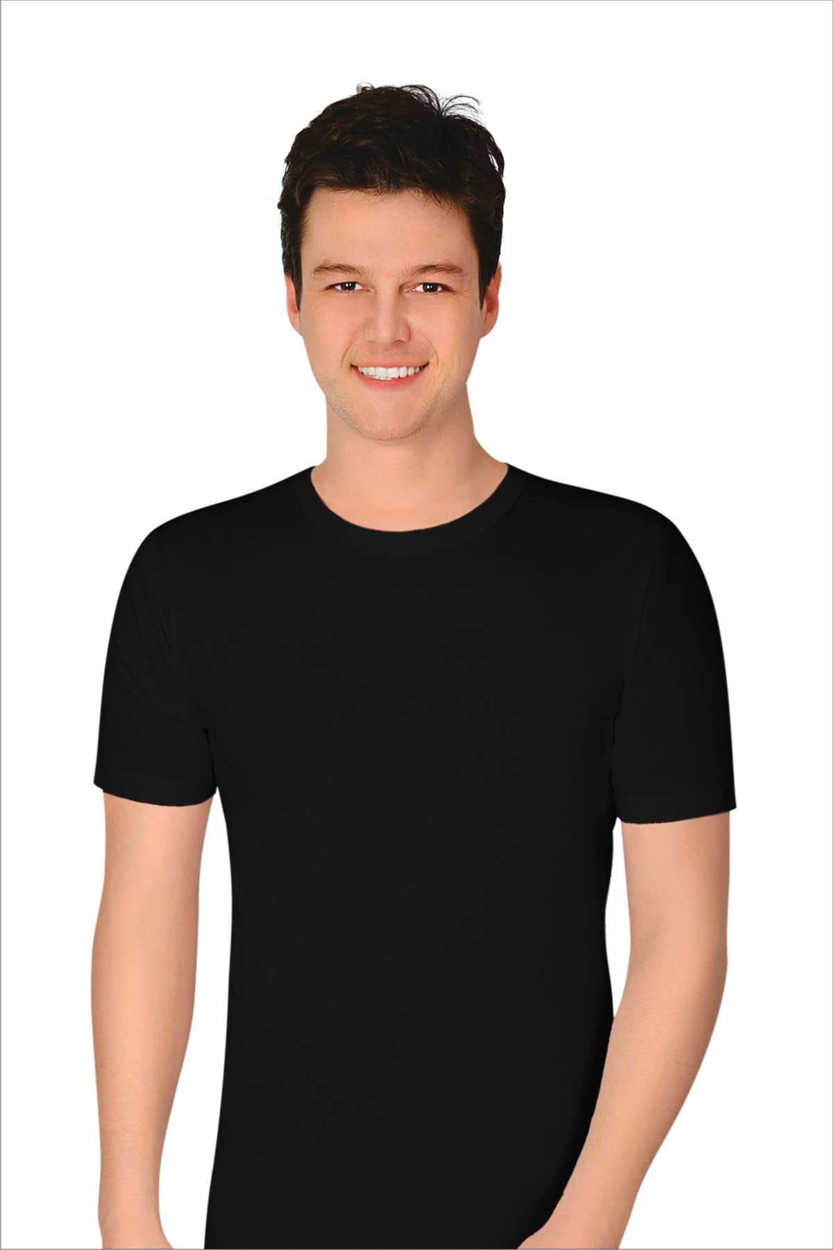 ERŞAH Erkek Siyah Likralı Kapalı Yaka Fanila