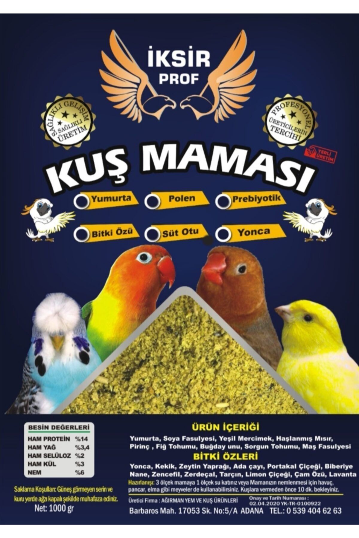 İKSİR PROF KUŞ MAMASI Iksir Prof Klasik Mama 5 Kg