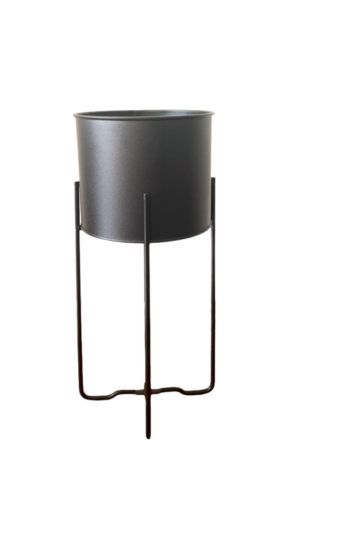 Esy concept Galvaniz Metal Ayaklı Saksı 48 Cm Siyah