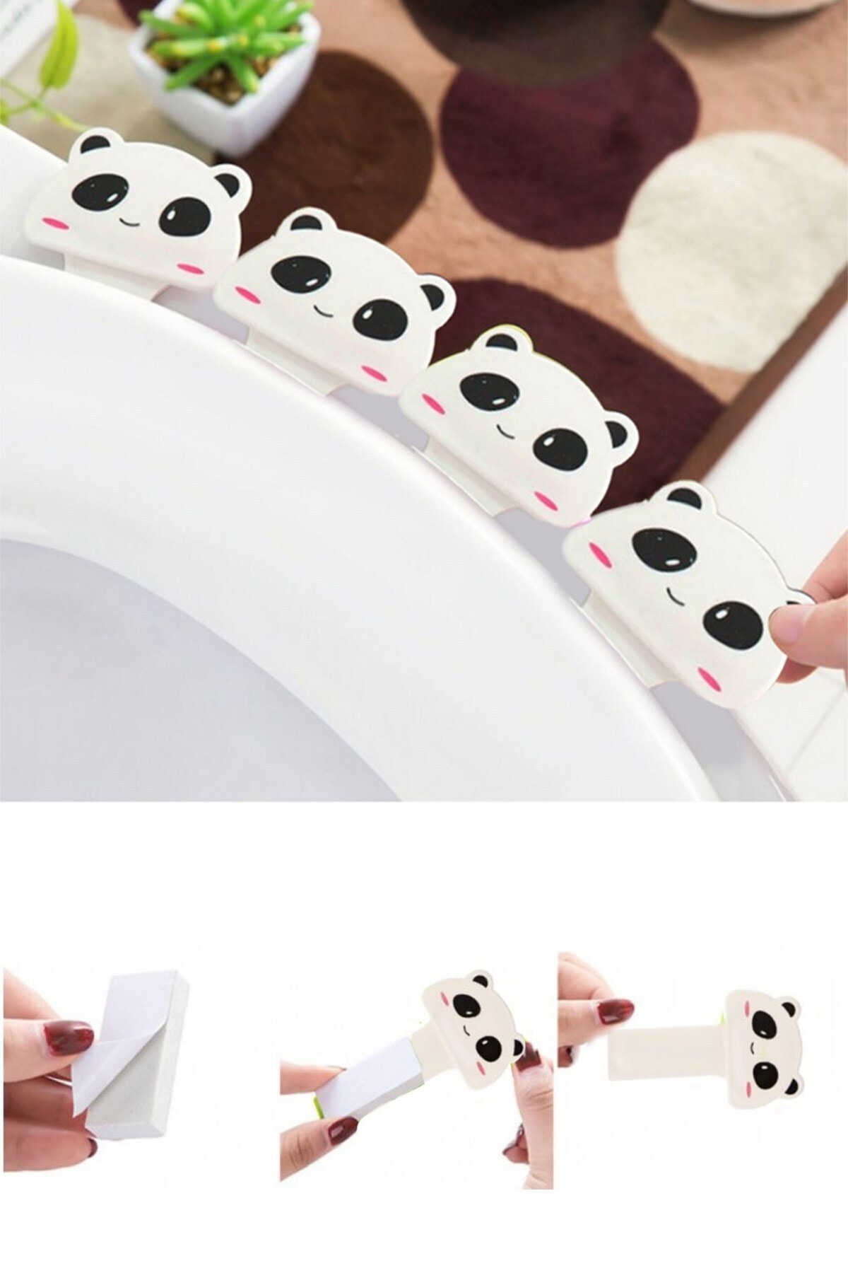 Pembe Karınca Panda Figürlü Hijyenik Klozet Kapağı Kaldırma Aparatı