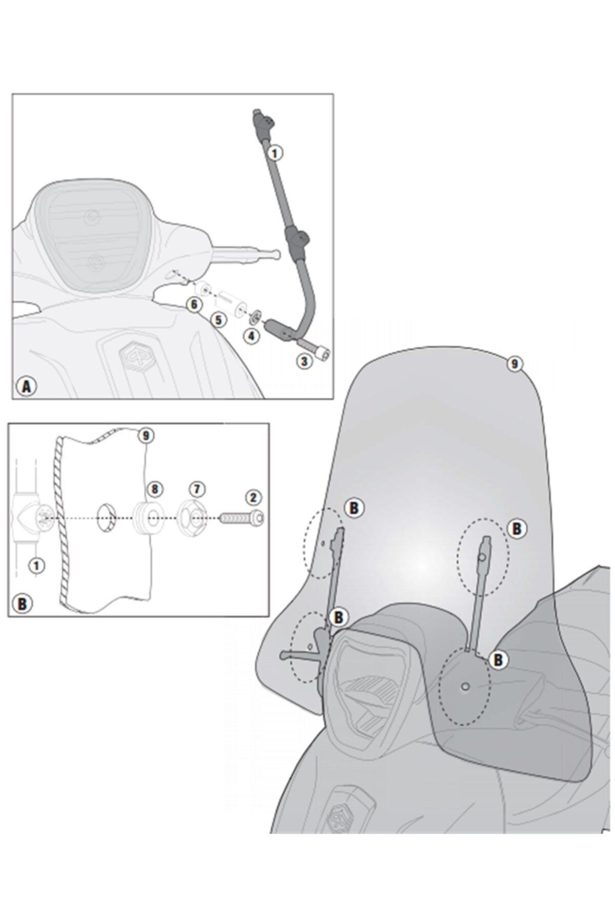 Givi A5606a Piaggio Beverly 125-300-350 (10-18) - Medley 125-150 (16-18) Rüzgar Siperlik Baglantısı