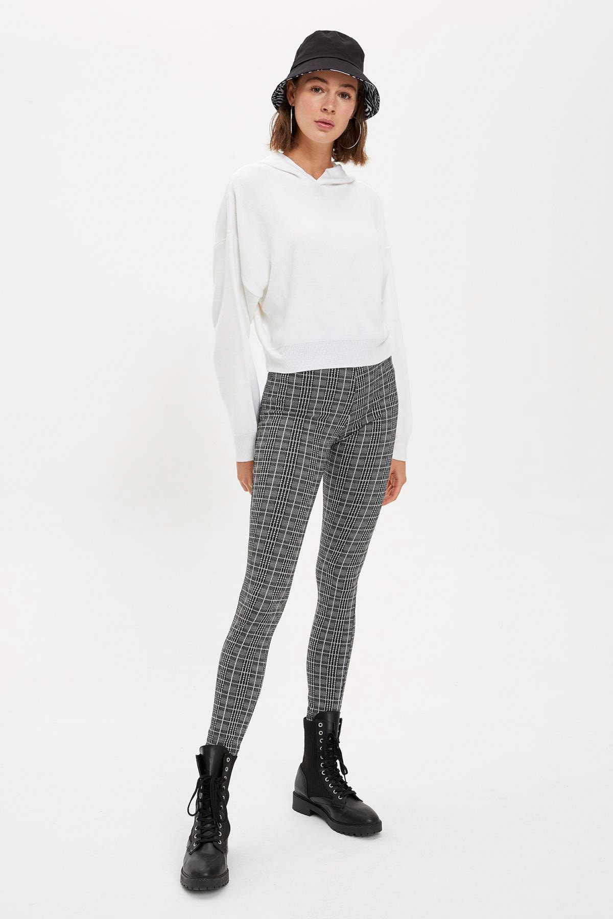 DeFacto Ekose Desenli Skinny Fit Tayt