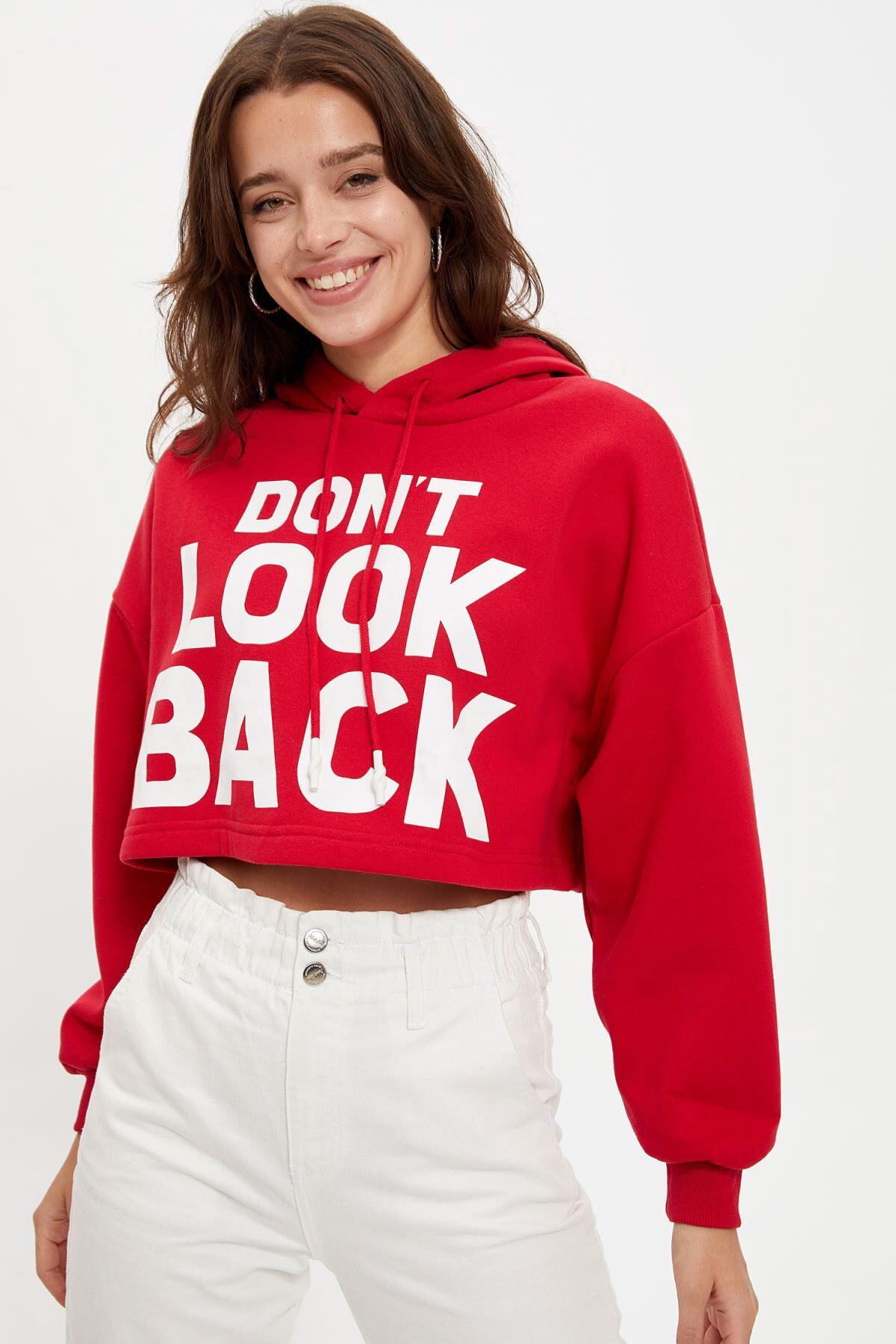 DeFacto Kapüşonlu Crop Sweatshirt