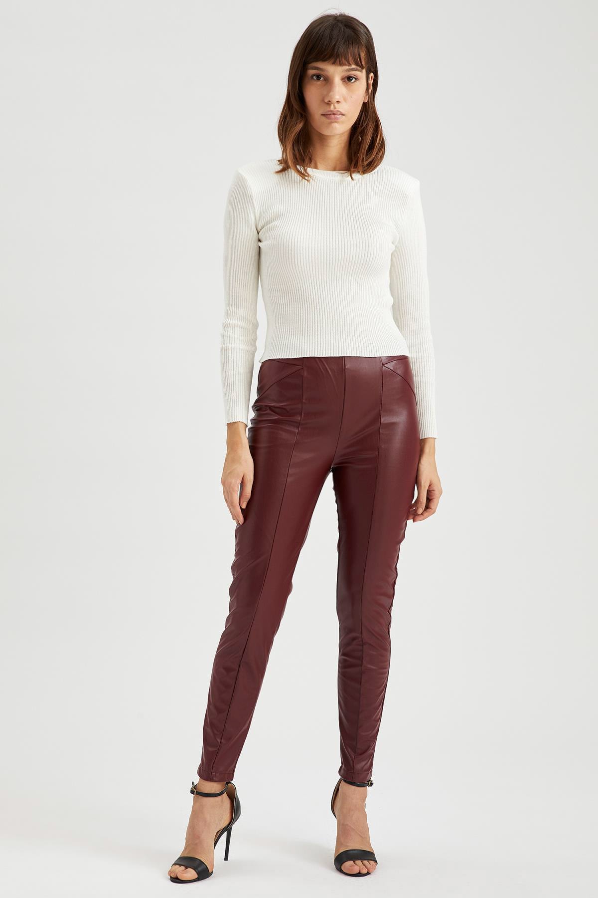 DeFacto Suni Deri Slim Fit Dokuma Tayt