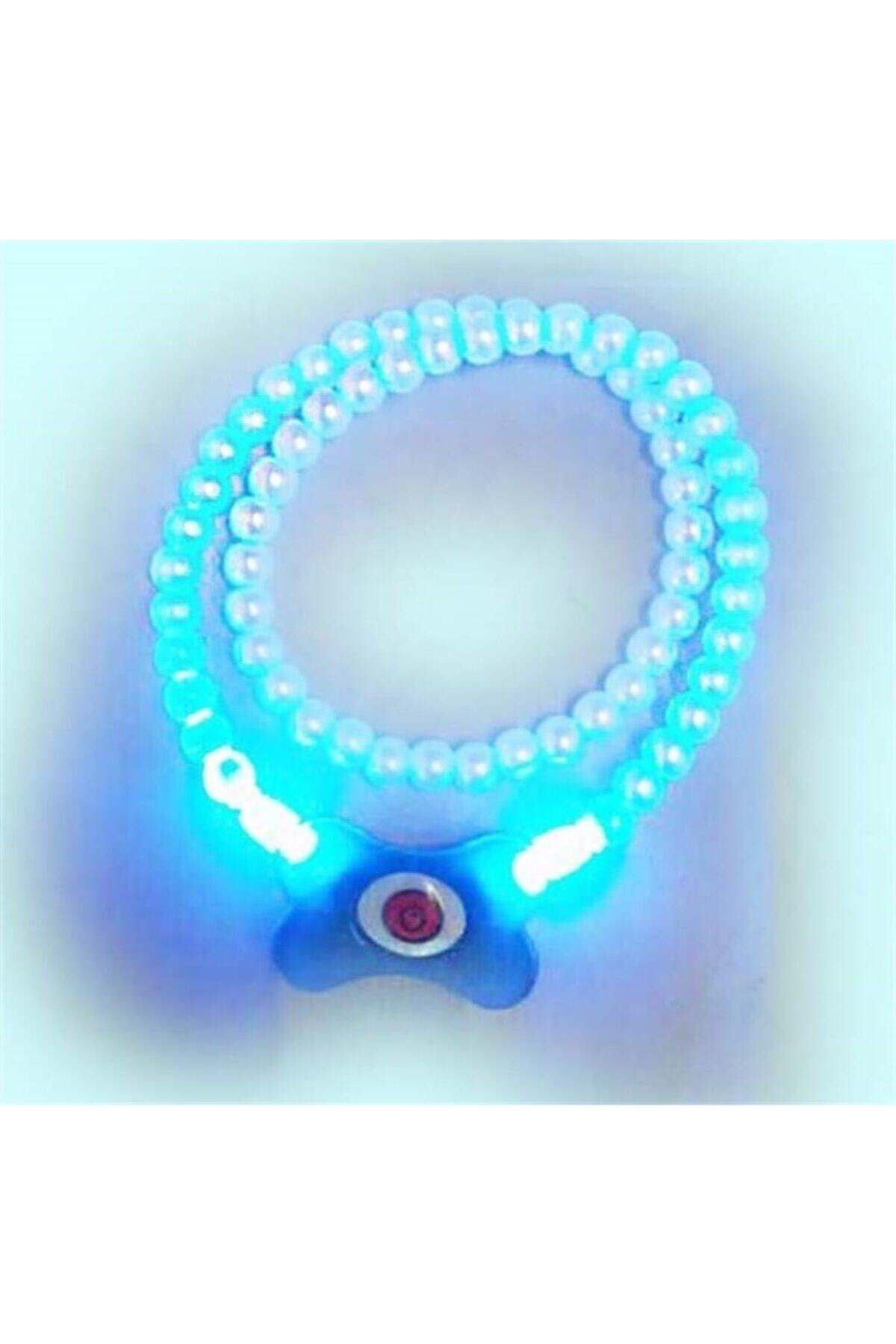 rennway Mavi Neon Led Işıklı 12.5 Cm Gece Kedi Köpek Gezdirme Kolyesi