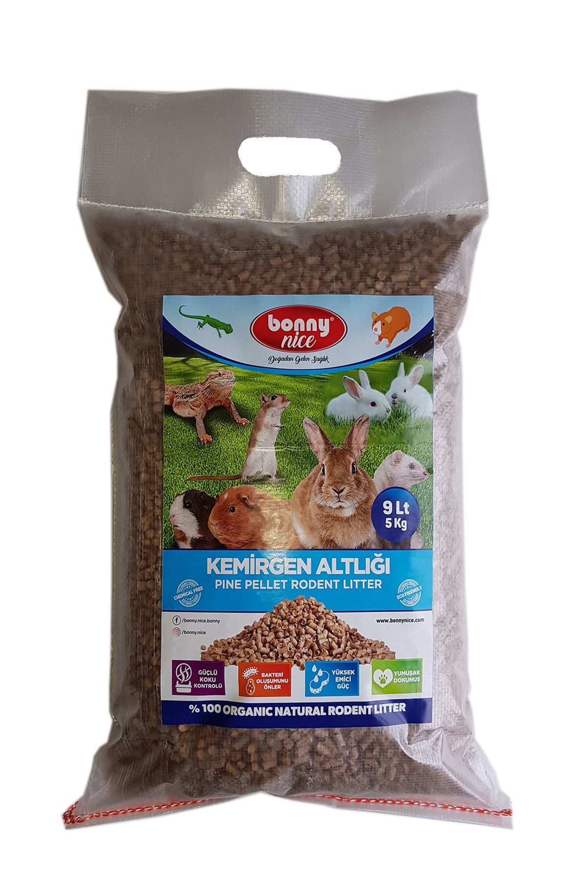 Bonny Nice Çam Pelet Kemirgen Altlığı 5 Kg 9 L