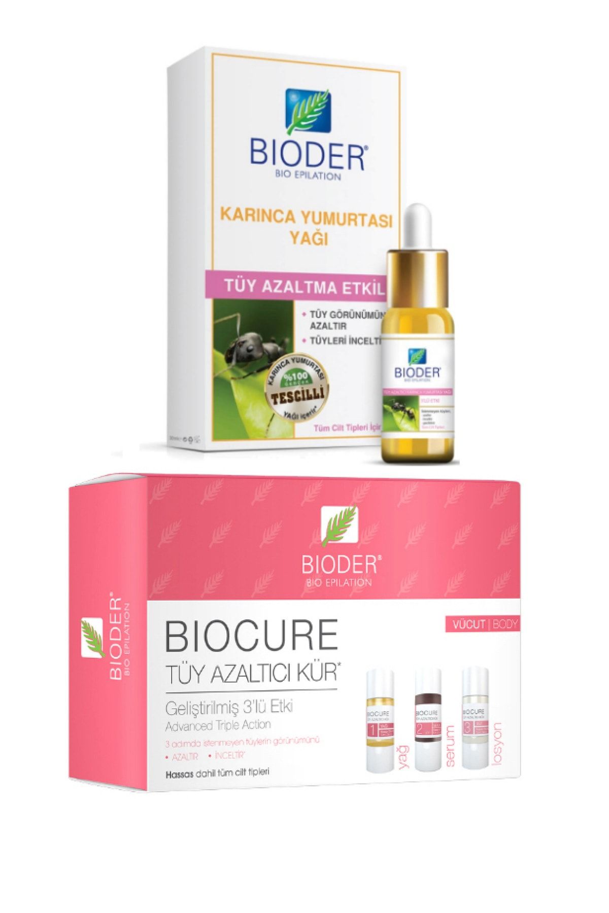 Bioder Karınca Yumurtası Yağı 30 ml Tüy Azaltıcı Vücut Serum 3x10ml