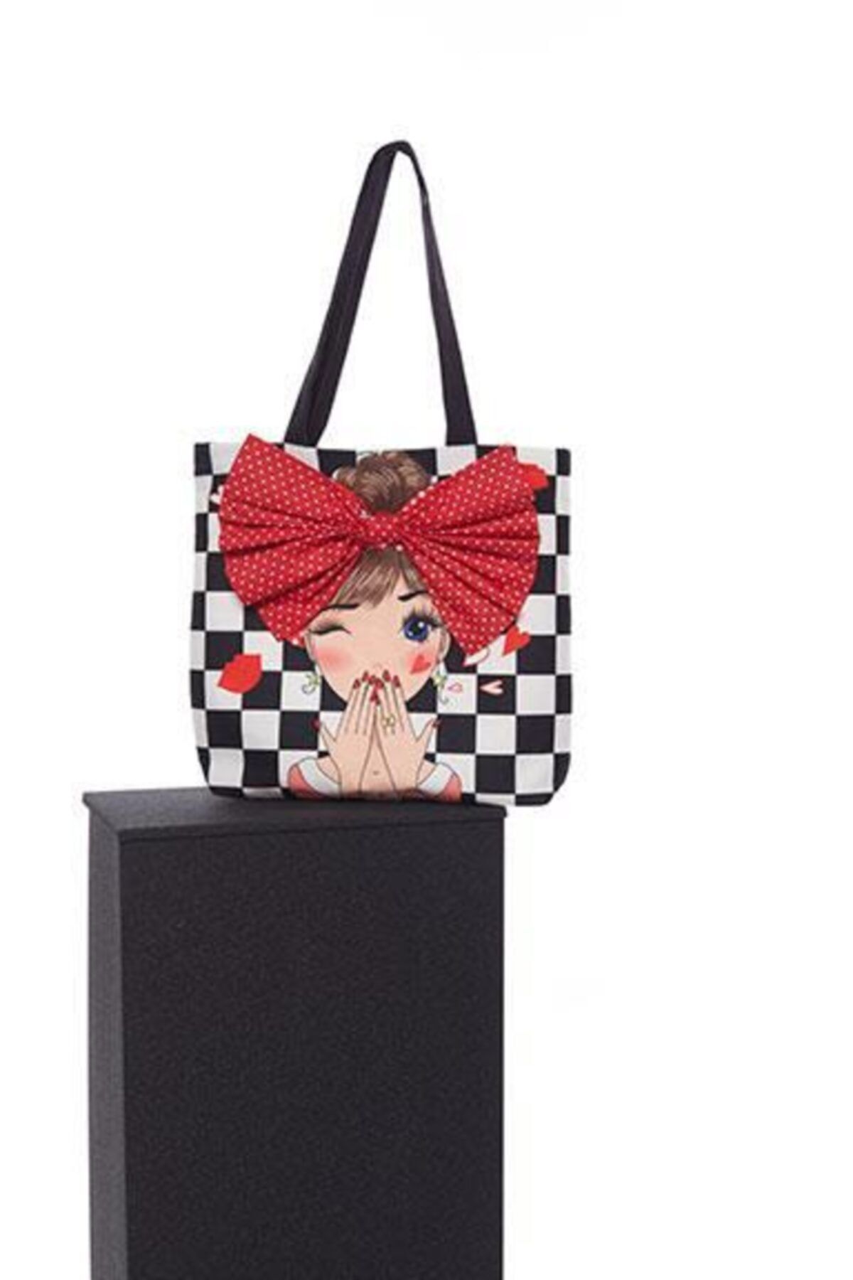 AYSHOME Popart Dama Desen Bez Plaj Alışveriş Çantası