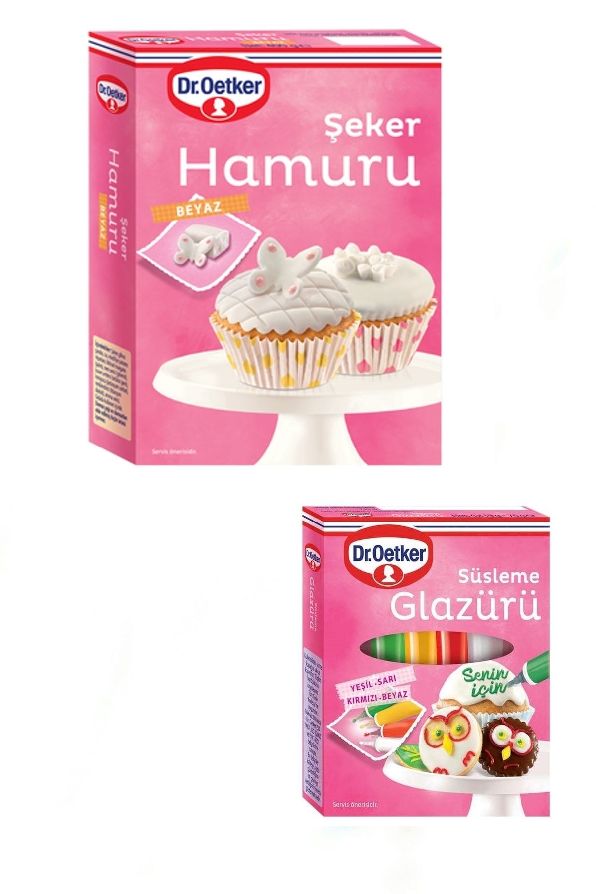 Dr. Oetker Beyaz Şeker Hamuru (400 G.) + Süsleme Glazürü (4 Tüp-76 G.)