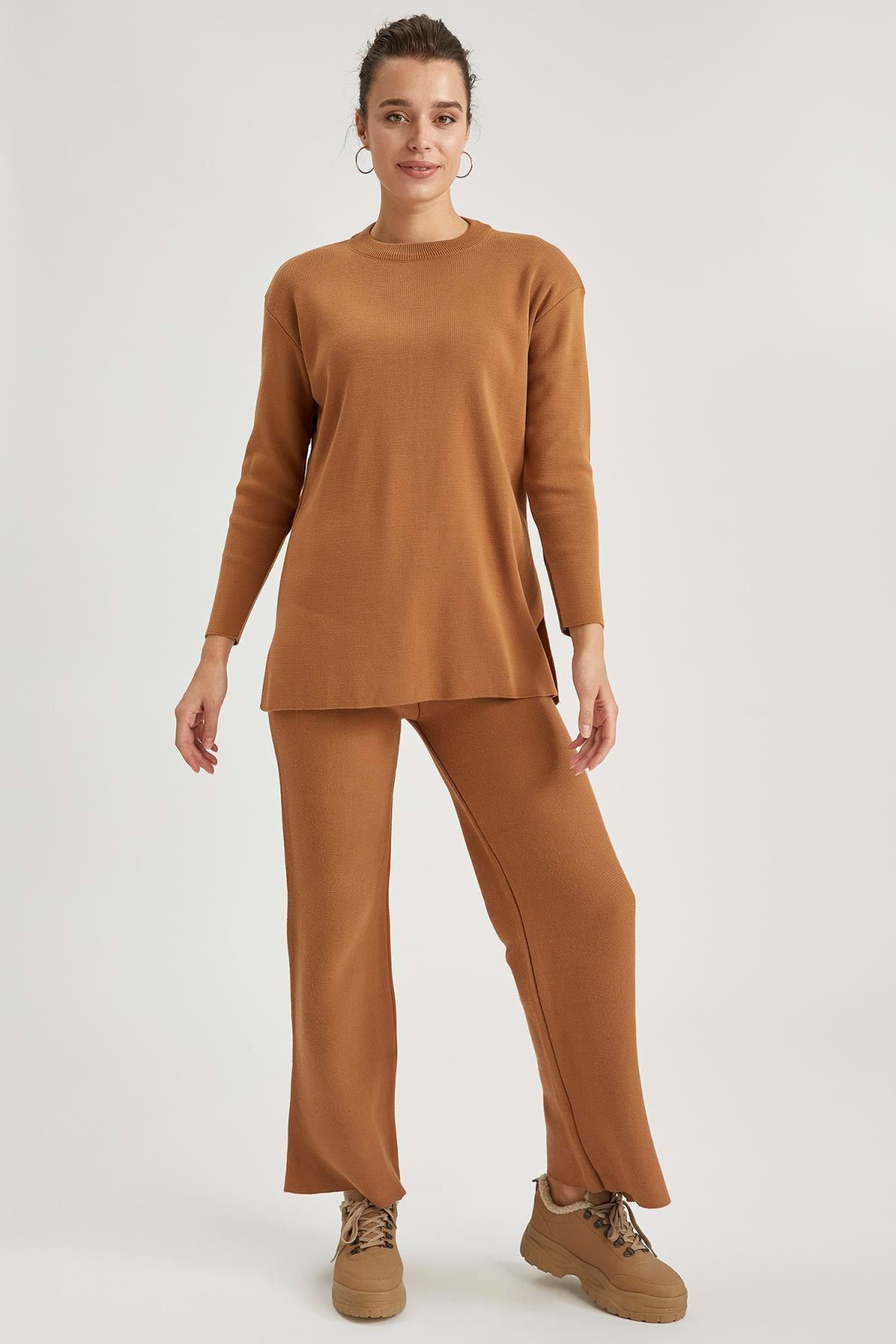 DeFacto Kadın Kahverengi Relax Fit Triko Pantolon T2900AZ20AU