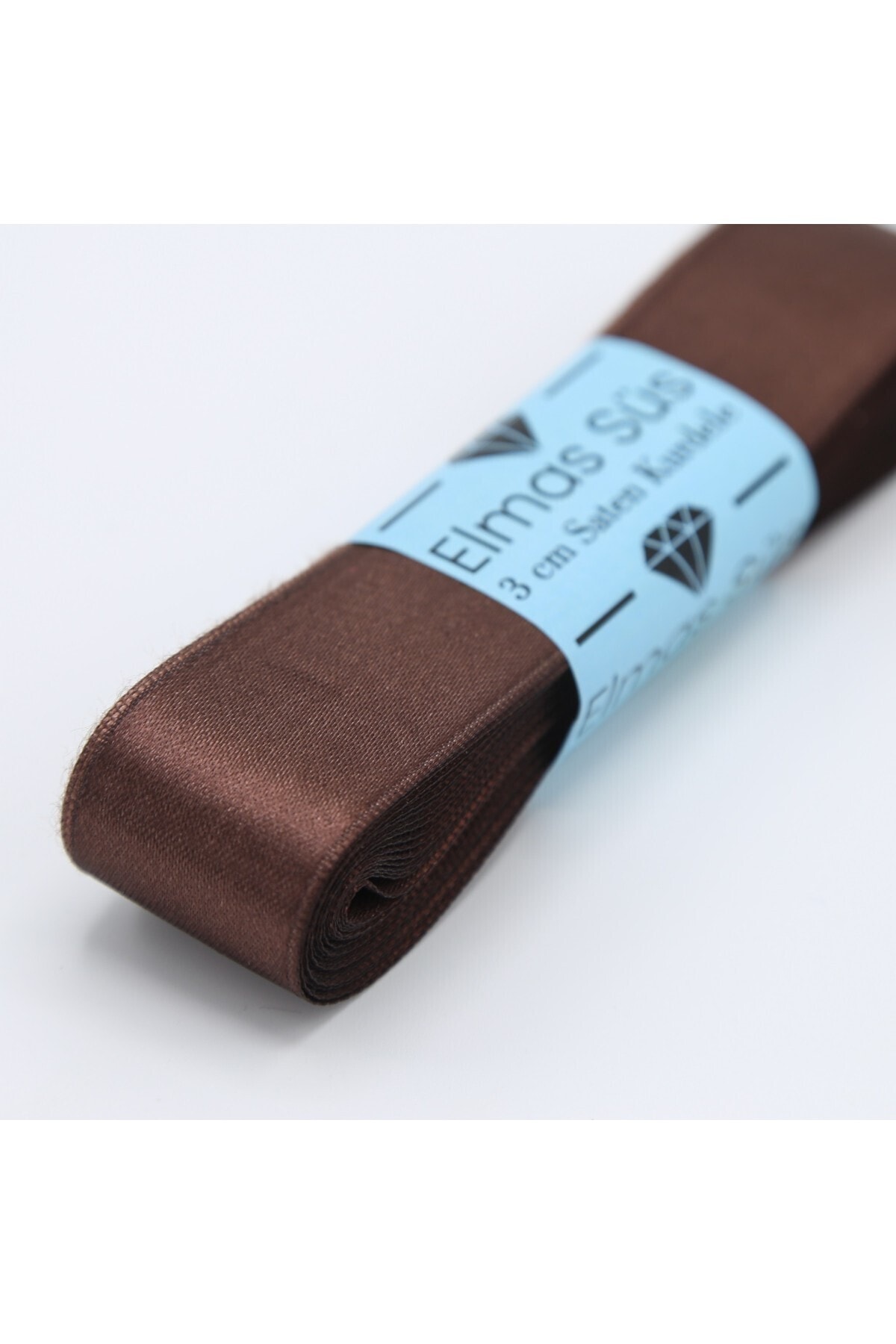 E Elmas Koyu Kahve Saten Kurdele 3cm 10m