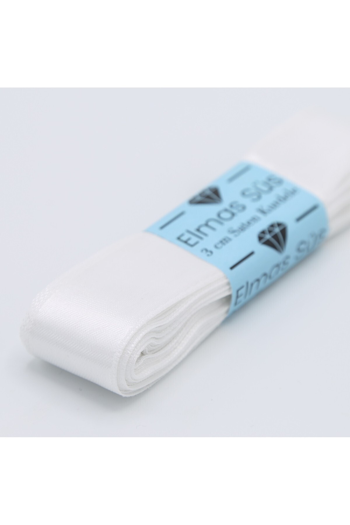 E Elmas Beyaz Saten Kurdele 3 cm 10 mt