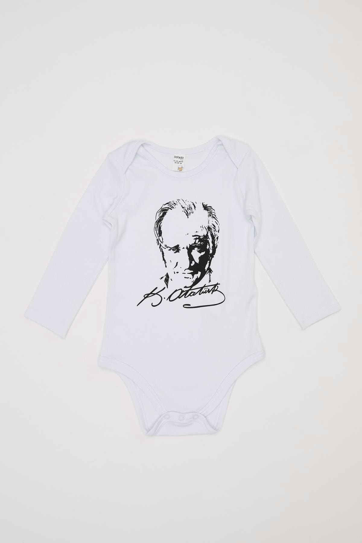 DeFacto Kız Bebek Atatürk Baskılı Çıtçıtlı Body S1124A220WN
