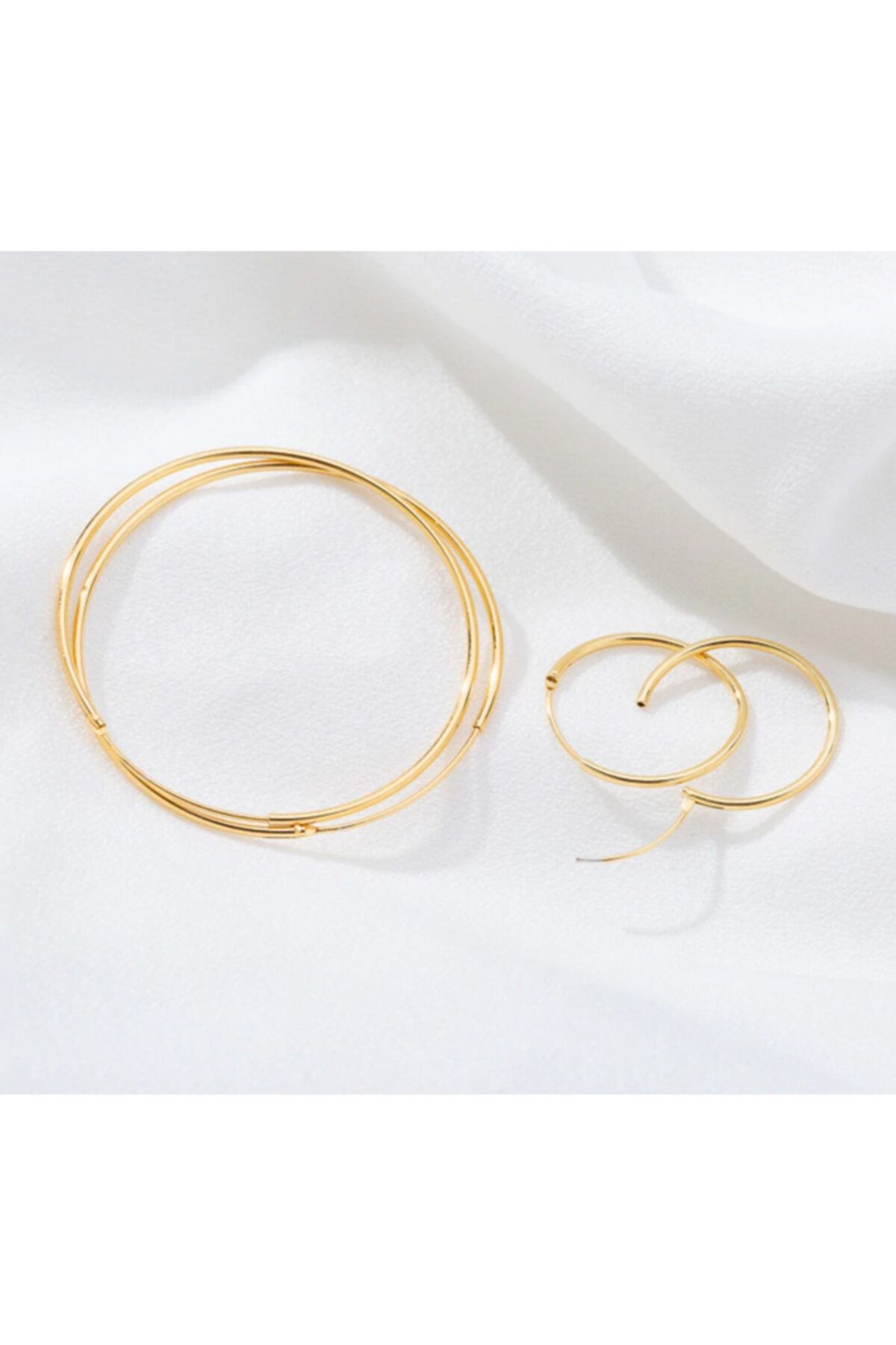 AyçaSilver 925 Ayar Gümüş Halka Küpe Gold Renk