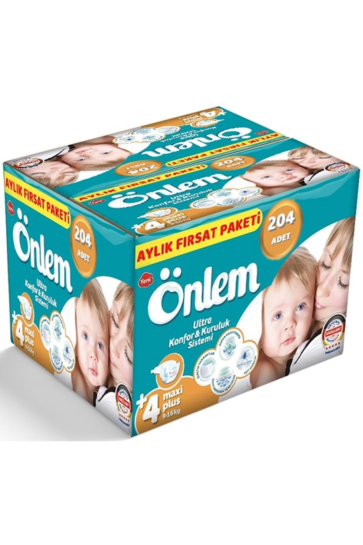 onlem bebek bezi aylik firsat pk beden 4 9 16kg maxi plus 204 adet fiyati yorumlari trendyol