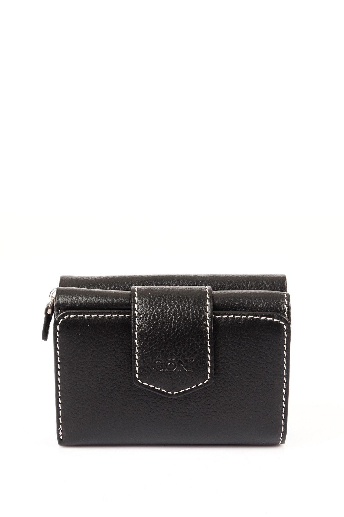 GÖNDERİ(R) Siyah Hakiki Deri Kadın Cüzdan 06175
