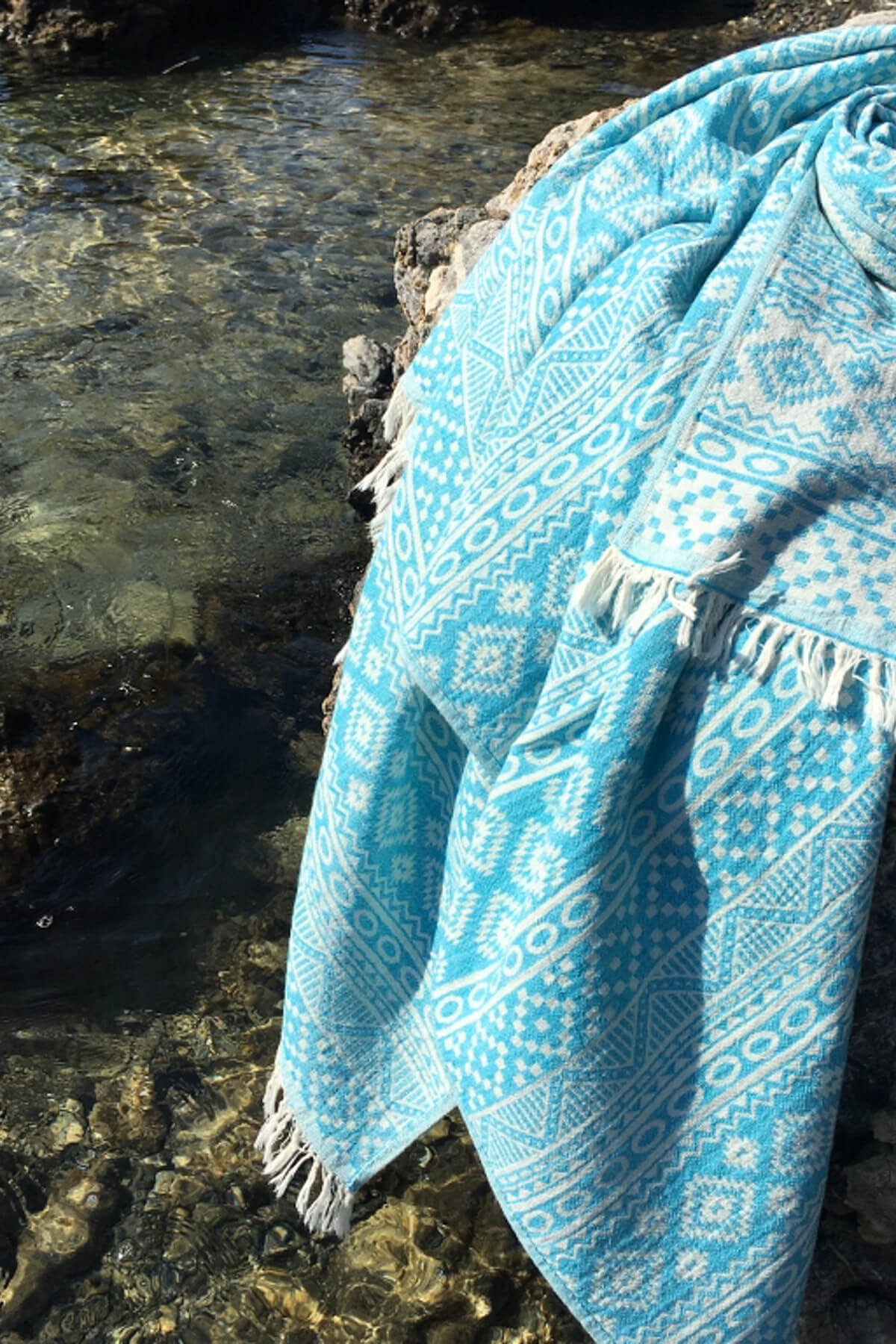 DENIZLI CONCEPT Turkuaz Cicim Kilim Peştemal