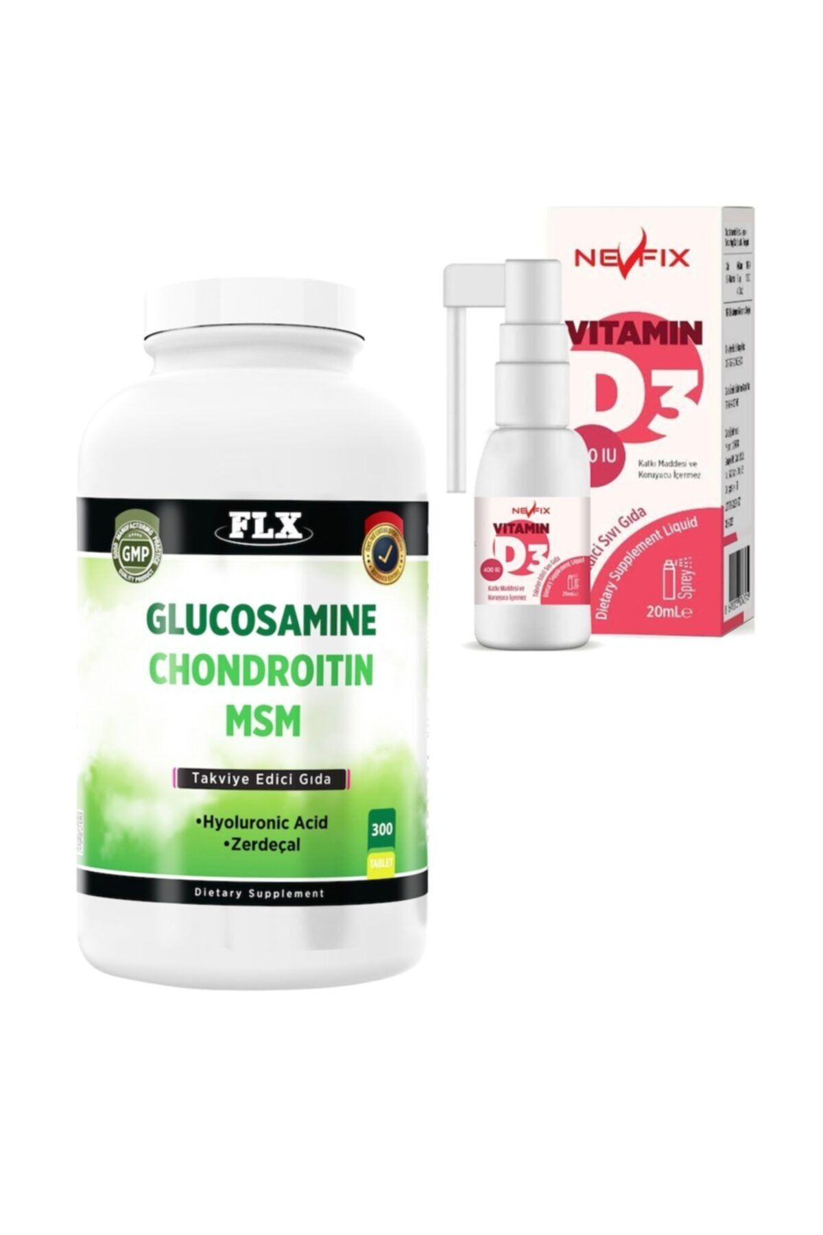 FLX Glucosamine Chondroitin Msm 300 Tablet & Vitamin D3 400 Iu 20 Ml