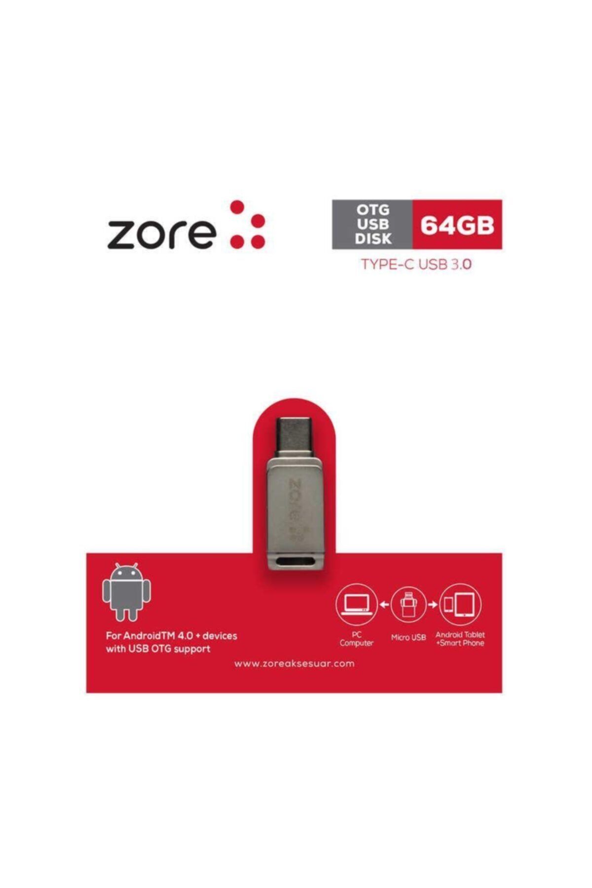 zore 3.0 Type-c Otg 64 Gb Flash Bellek Mini Boy Hızlı