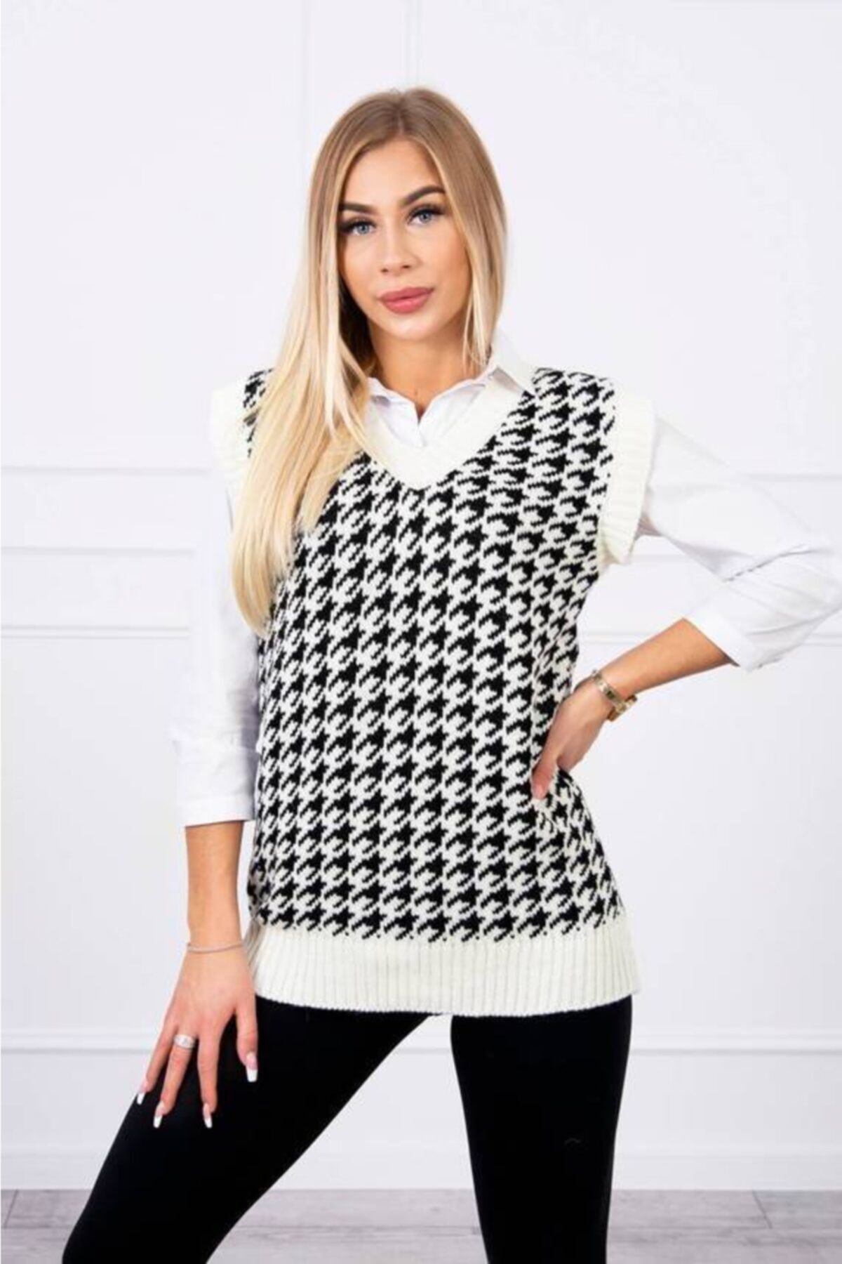 HESU BUTİK Kadın Beyaz Kazayağı Süveter