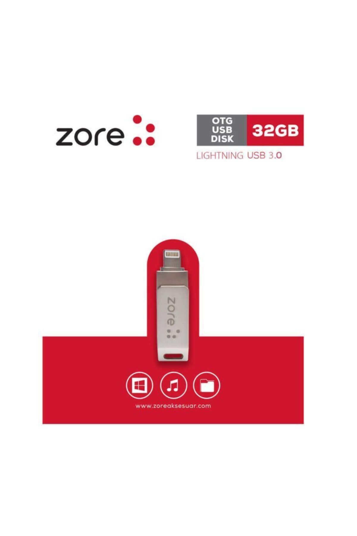 zore Lightning Metal Otg 32 Gb Usb 3.0 Flash Bellek Mini Boy Hızlı