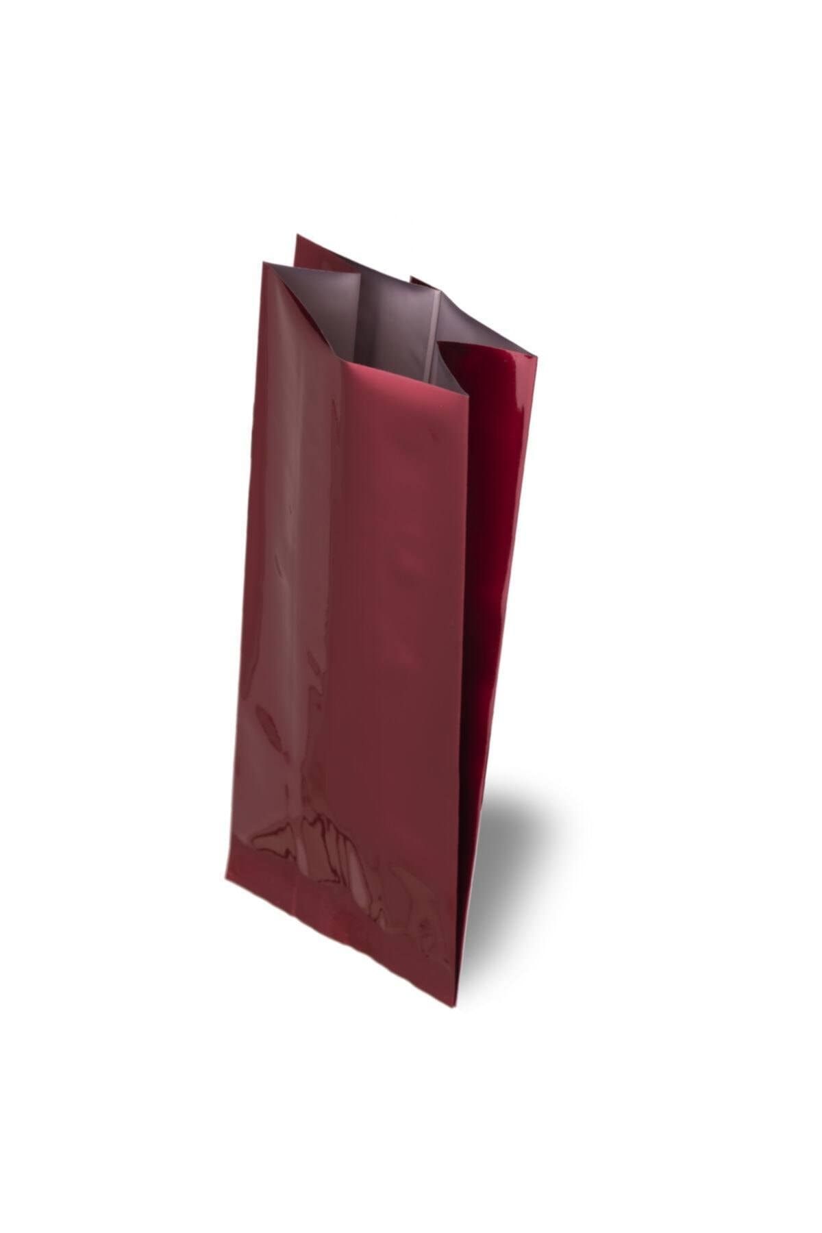 onlinepoşet Bordo Yandan Körüklü Alüminyum Torba 100 Adet - 10x25 Cm