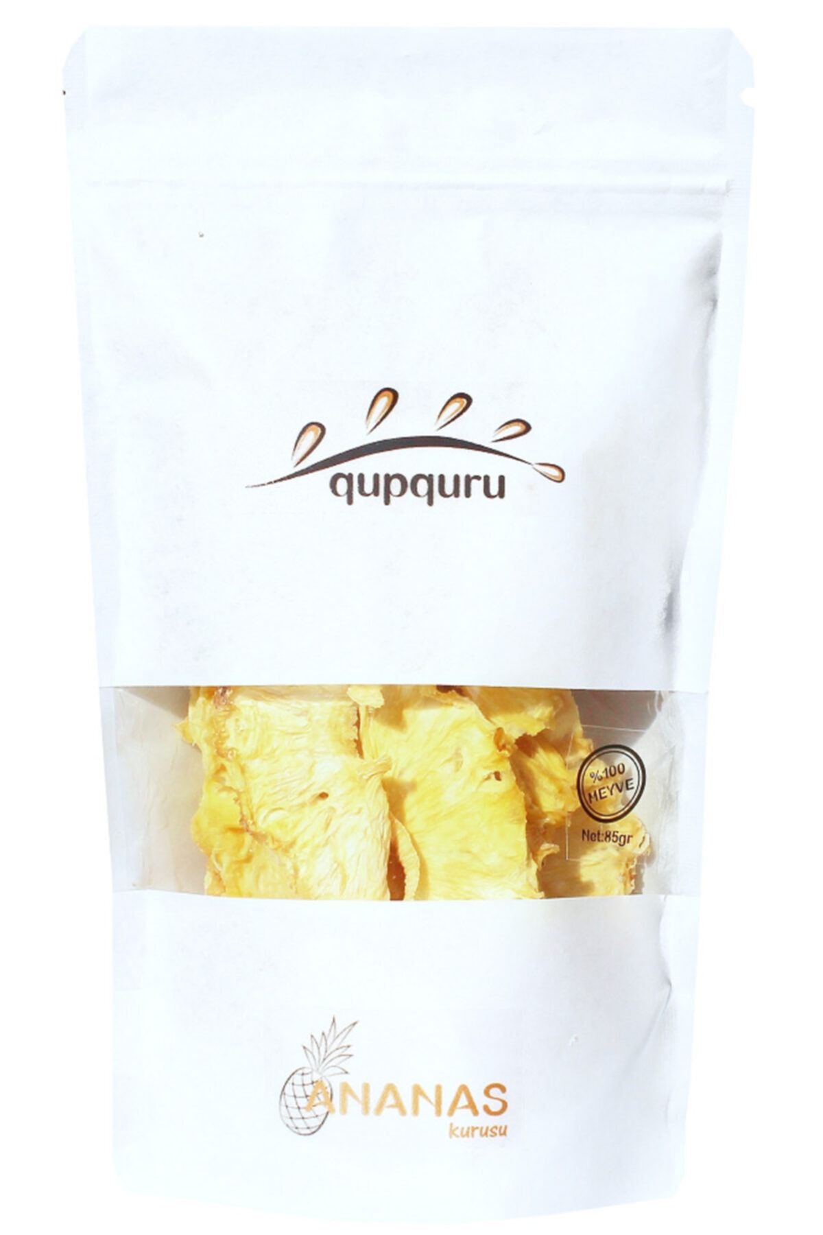 qupquru Ananas Kurusu, 85 Gr, Kuru Meyve, Doğal Kurutulmuş, Dilimlenmiş, Şekersiz, Vegan, Katkısız