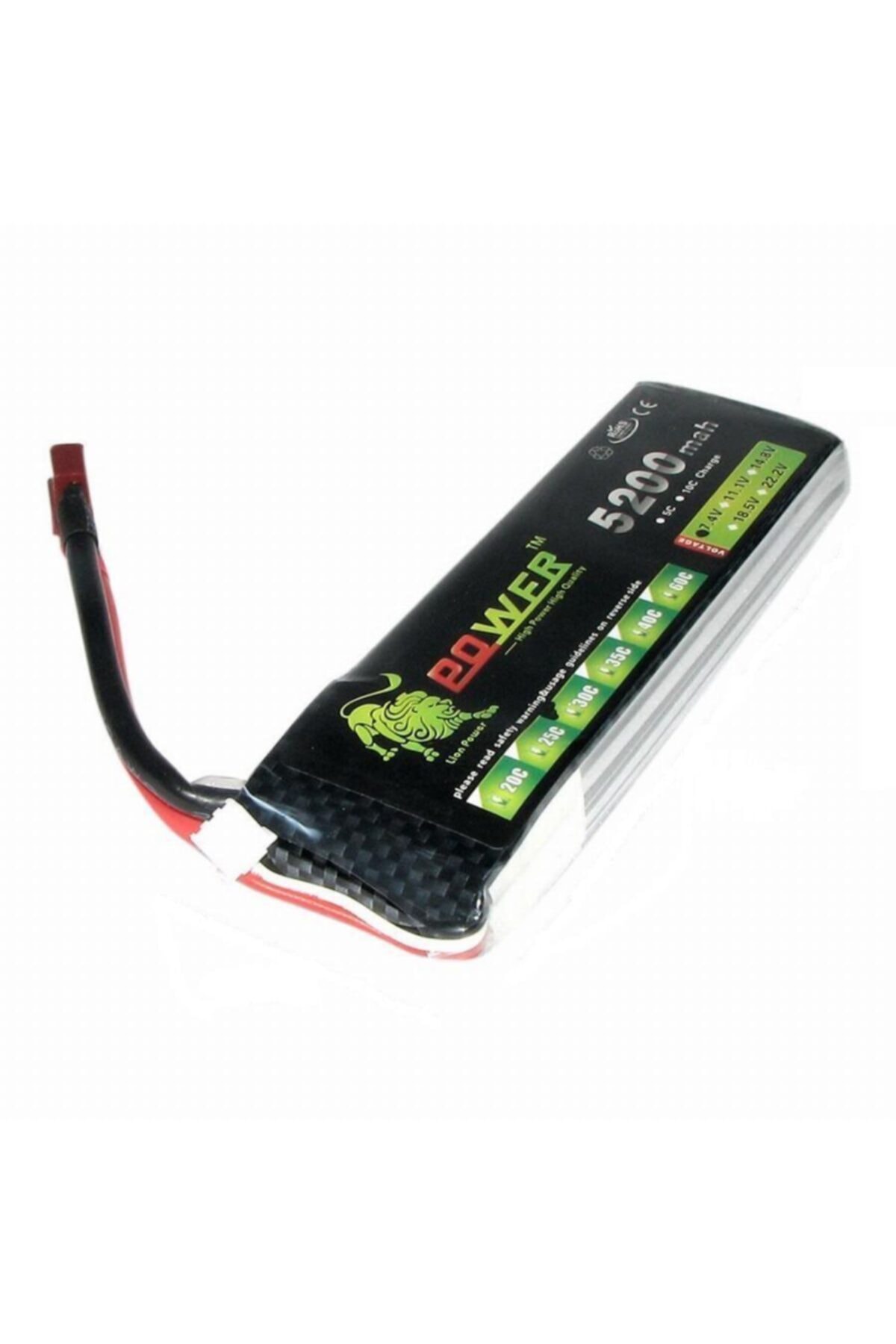 Schulzz Lion Power 5200 Mah 7.4v 2s 30c Lipo Batarya Pil Drone Uçak Tekne Uyumlu T Plug 2 Bölmeli