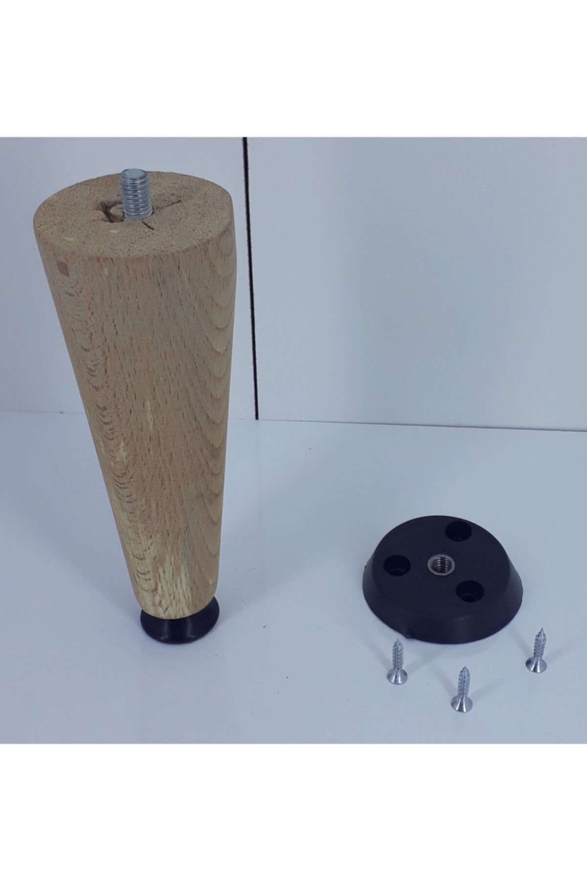 BARERMO 8'lik 20cm ahşap Konik Ayak-aparat & Vida Dahil-siyah Ayarlı Ayak-ham-sehpa-masa-koltuk-zigon Ayak