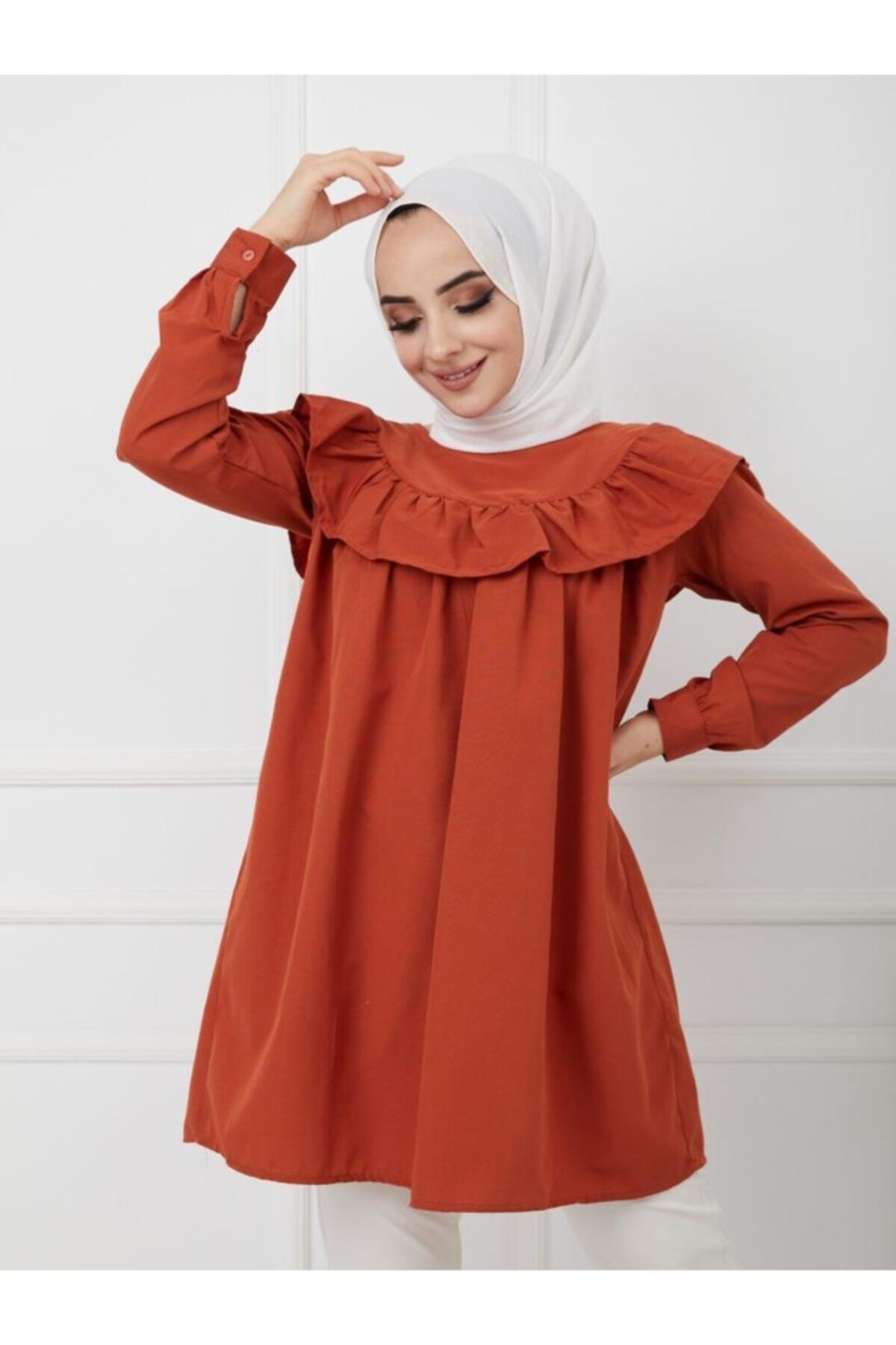 Zinka Kadın  Robası Fırfırlı Koton Tunik
