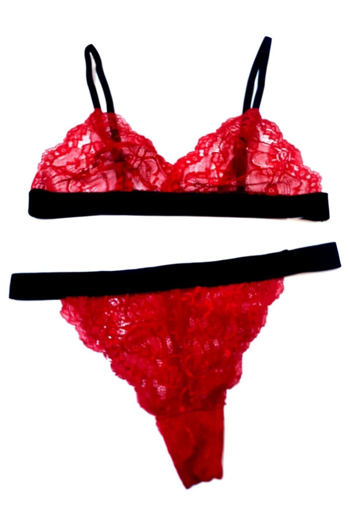 DEEP SECRET Kırmızı Full Dantel Bralet Takım Ds20095brt