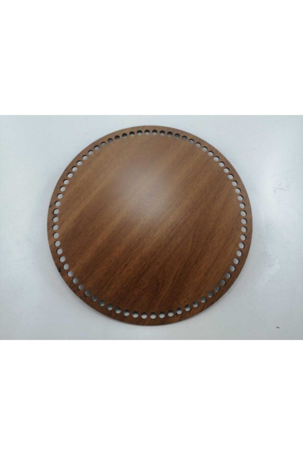 ahşap diyarı Ceviz Rengi Ahşap Tabanlık Daire Çap 30 cm