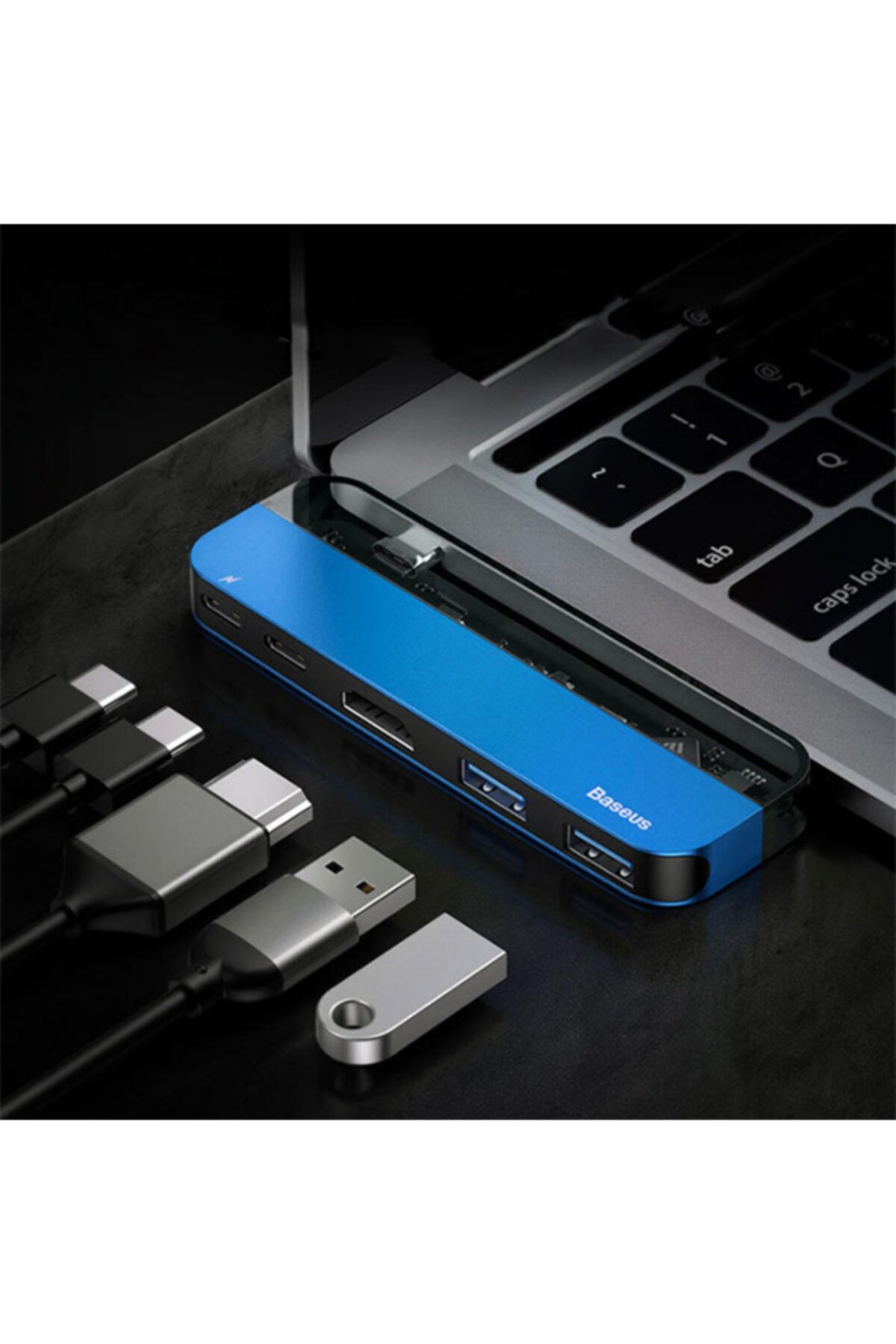 Baseus Baseus Transparent Series Çok Fonksiyonlu Usb Hub (type-c To Type-c*2+usb3.0*2+4k Hd*1)