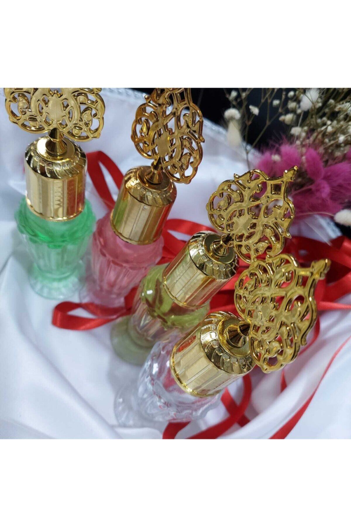 Aker Hediyelik Güzel 50cc Cam Kolonya Şişesi Dekoratif Hediyelik 30 Adet Gold Osmanlı Kapaklı Ufak Vazo Şişe Modeli