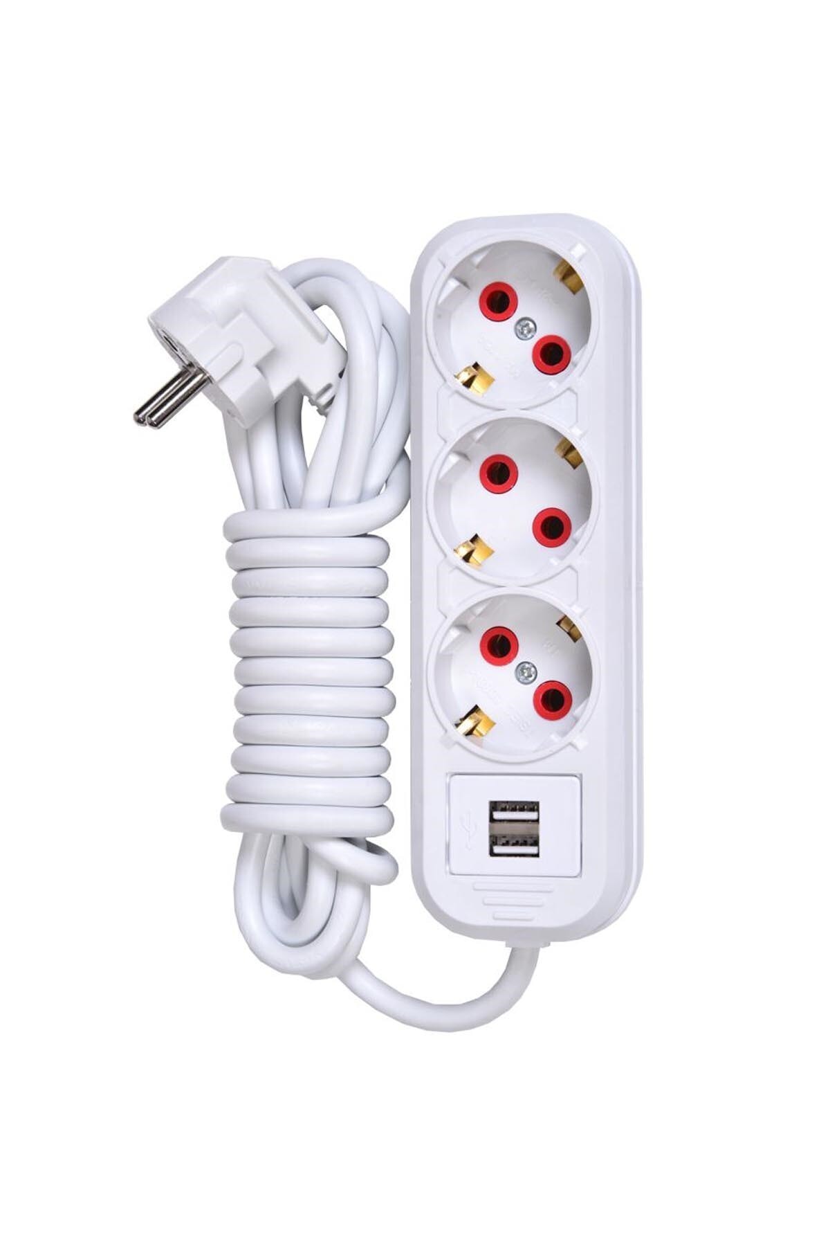 Smart Socket Kablolu Usb Girişli Üçlü Priz 3 metre