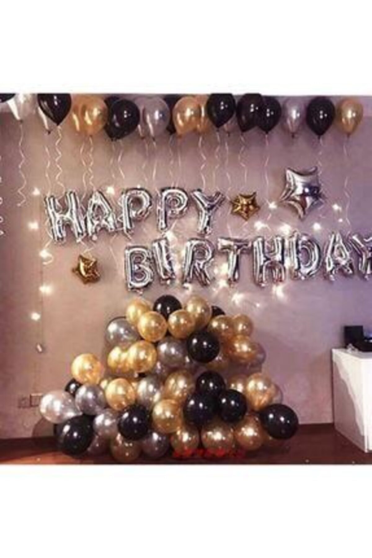 Kalisan Companero Shop Happy Birthday Doğum Günü Balonu Kombini Gümüş Gold Blnkmbni