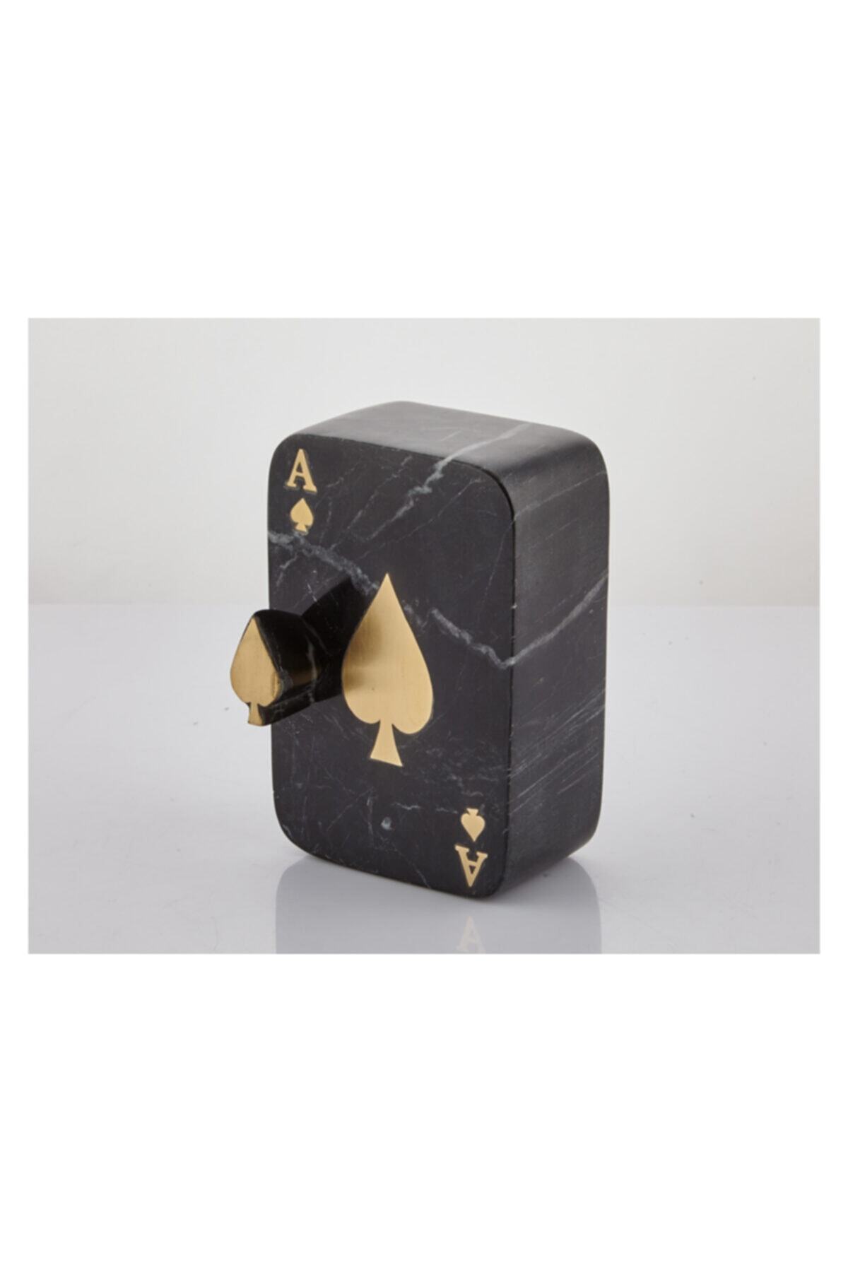 LAMEDORE Siyah Mermer Gold Iskambil Detaylı 13.5x9x7.5 cm